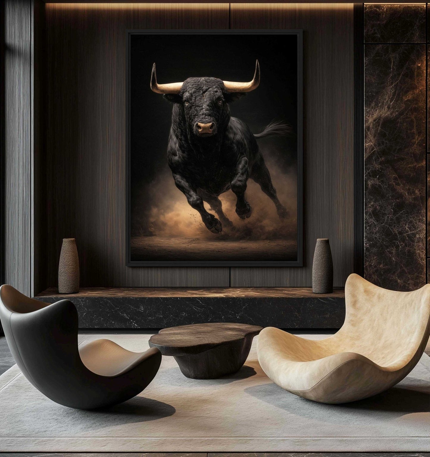 Black Bull Modern Art Digital Print - PaintFu
