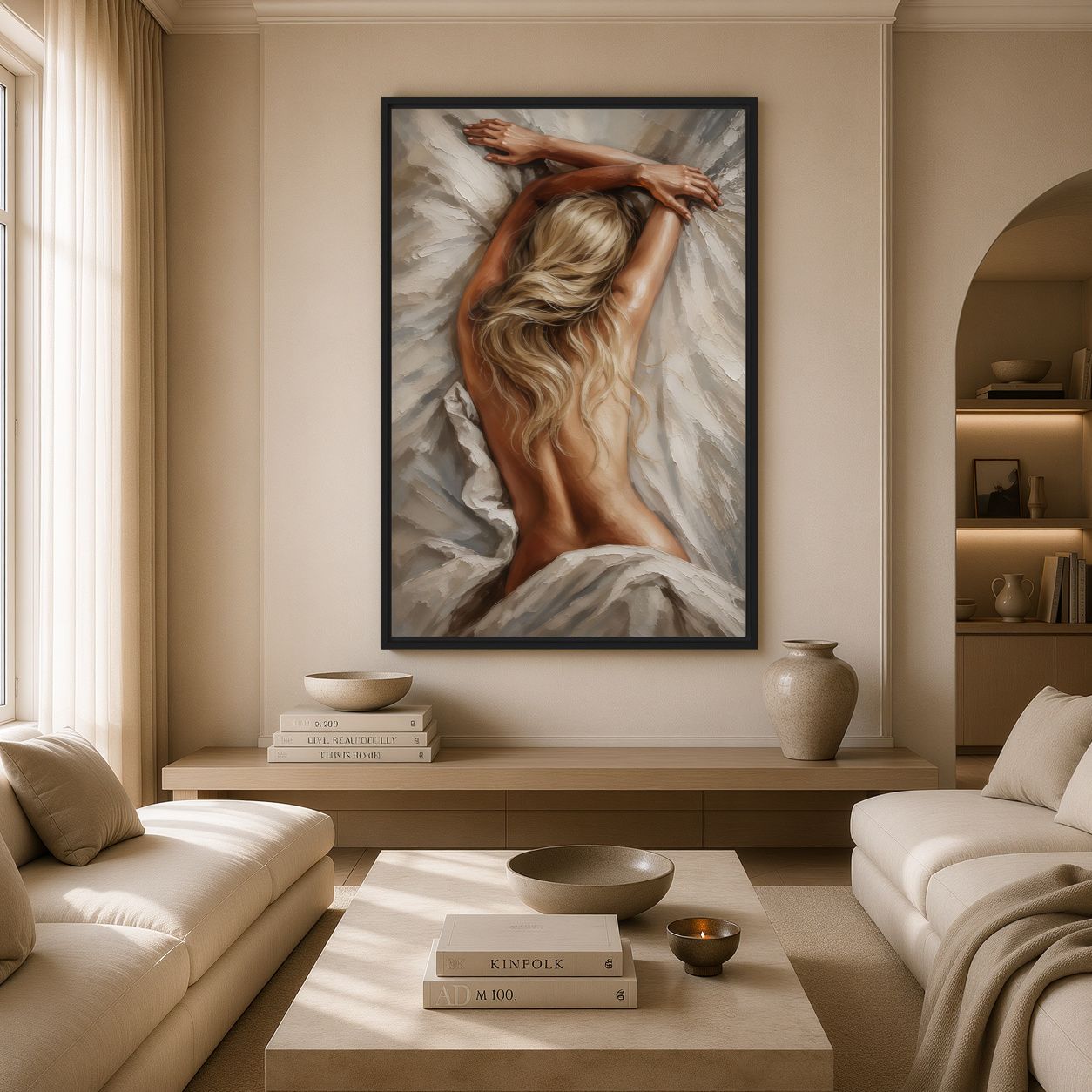 Beautiful Woman In Bed Sensual Art Digital Print - PaintFu