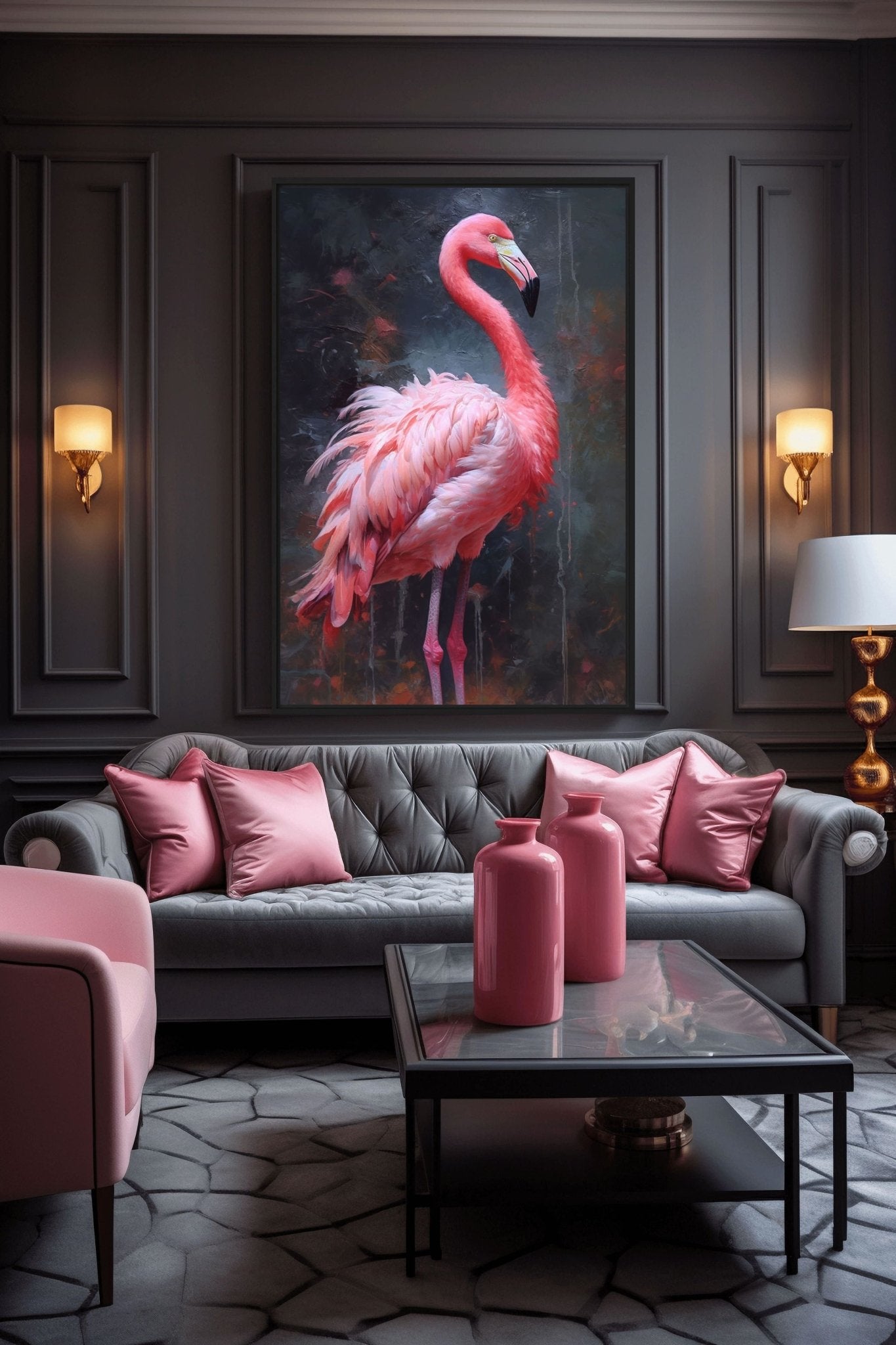 Pink Flamingo Modern Art Digital Print