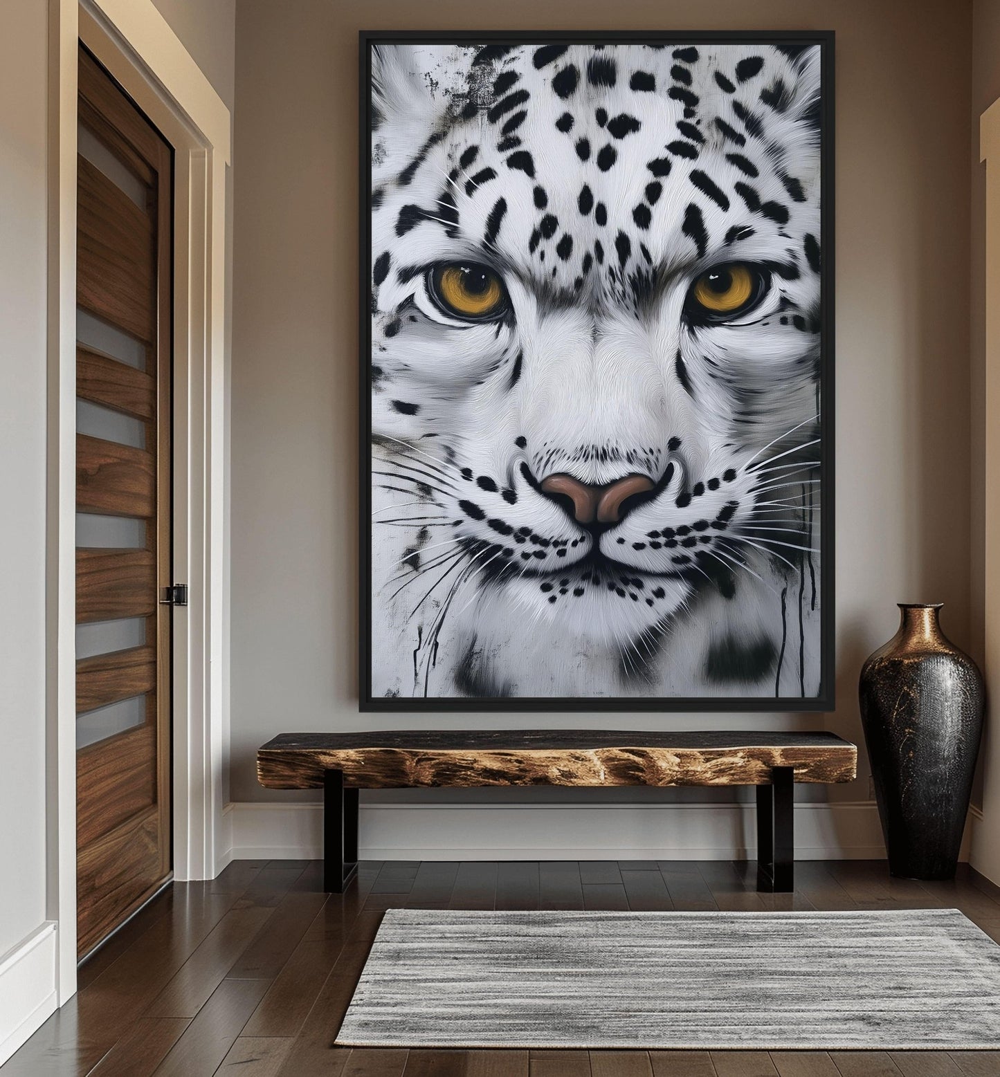 Snow Leopard Wildlife Art Canvas Print Detail | PaintFu