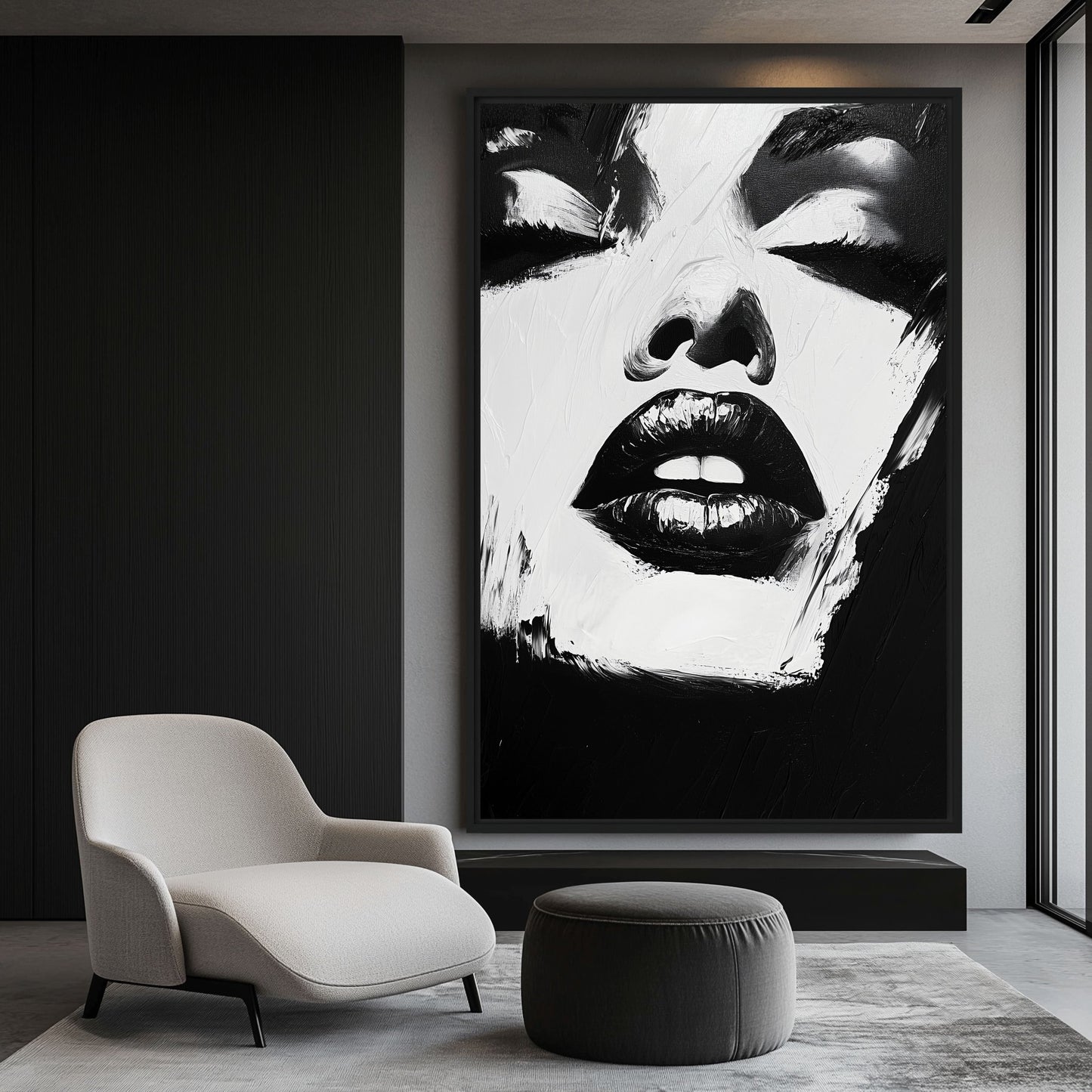 Black And White Abstract Female Canvas Print Detail | PaintFu