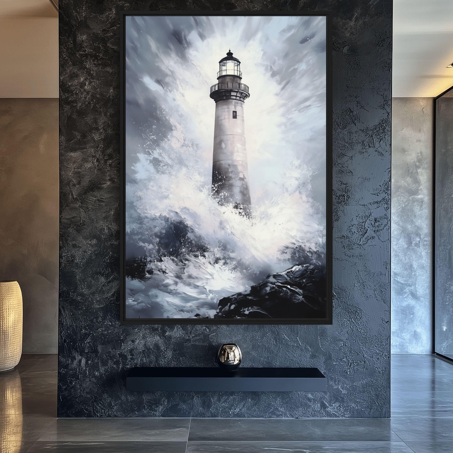 Nautical Lighthouse Seascape Canvas Print Detail | PaintFu
