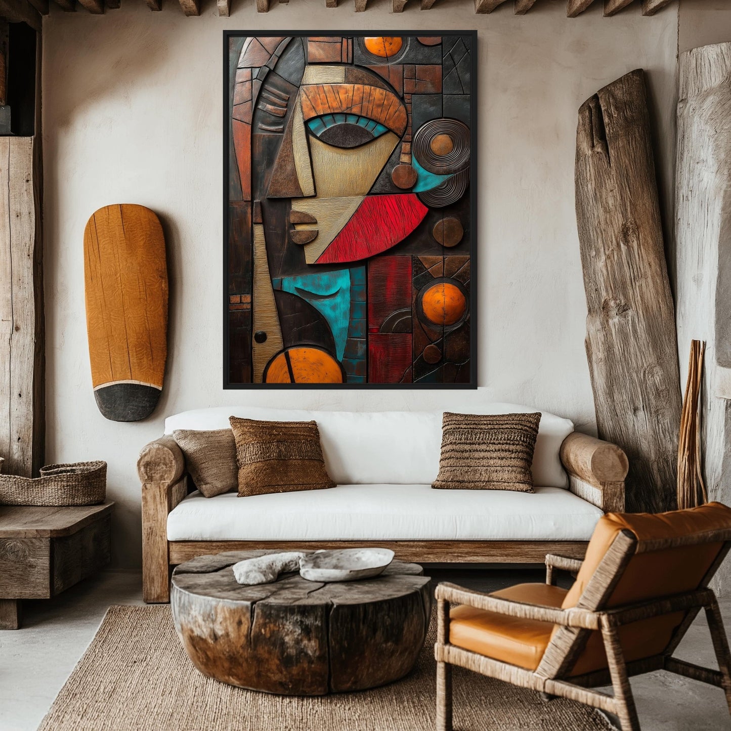Mayan Mask Mexican Art Canvas Print Detail | PaintFu