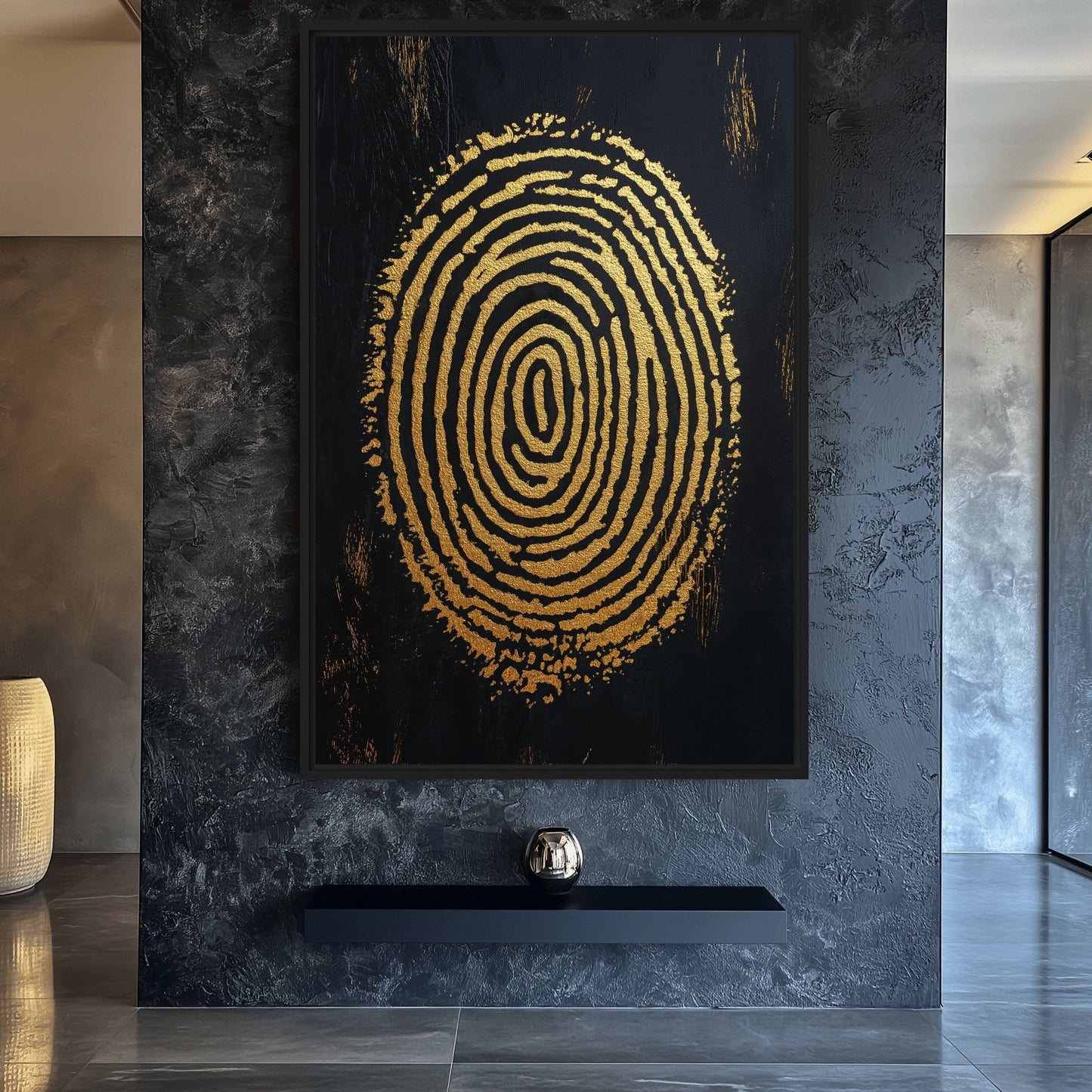 Finger Print Modern Art Black Gold Digital Print