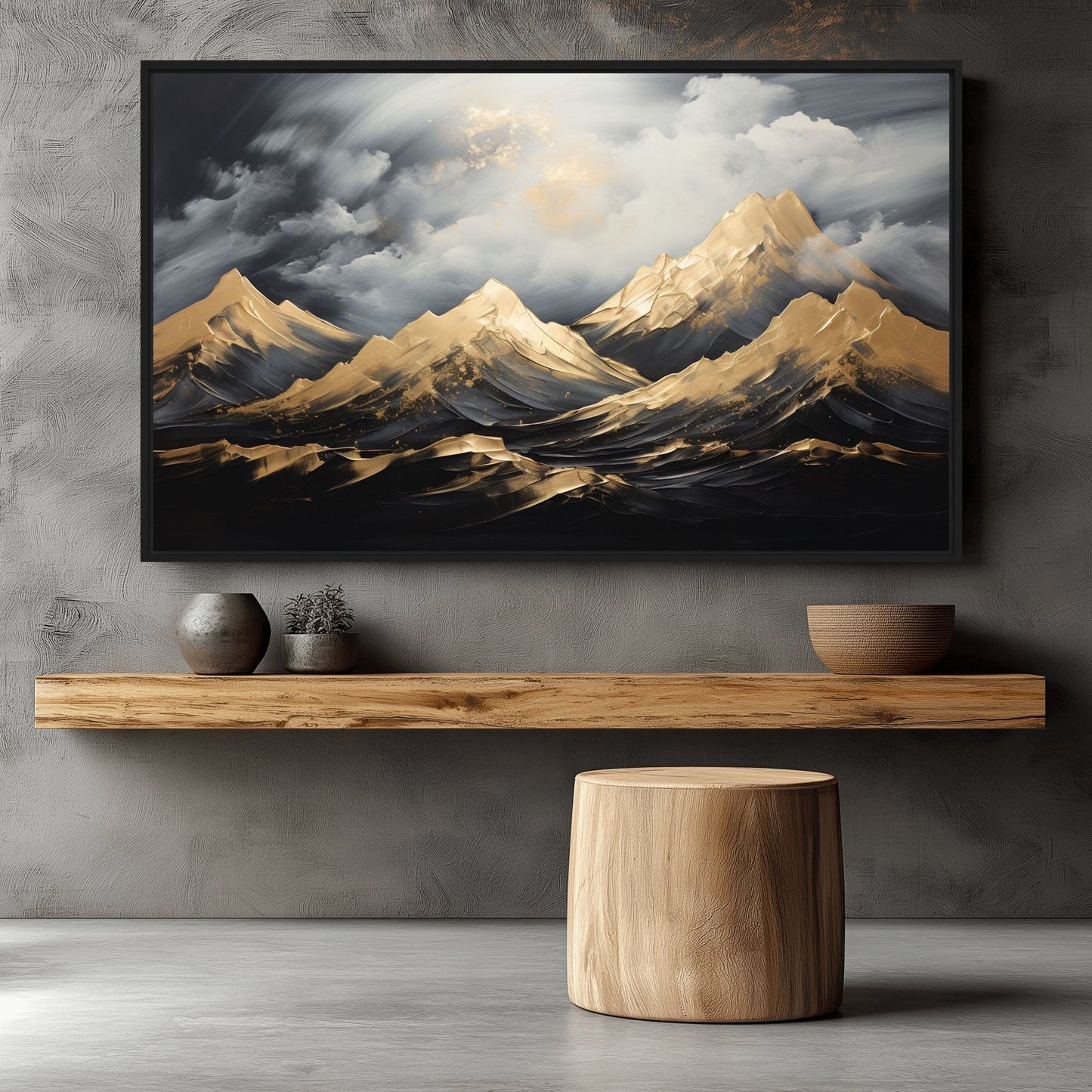 Mountains Landscape Art Framed Canvas