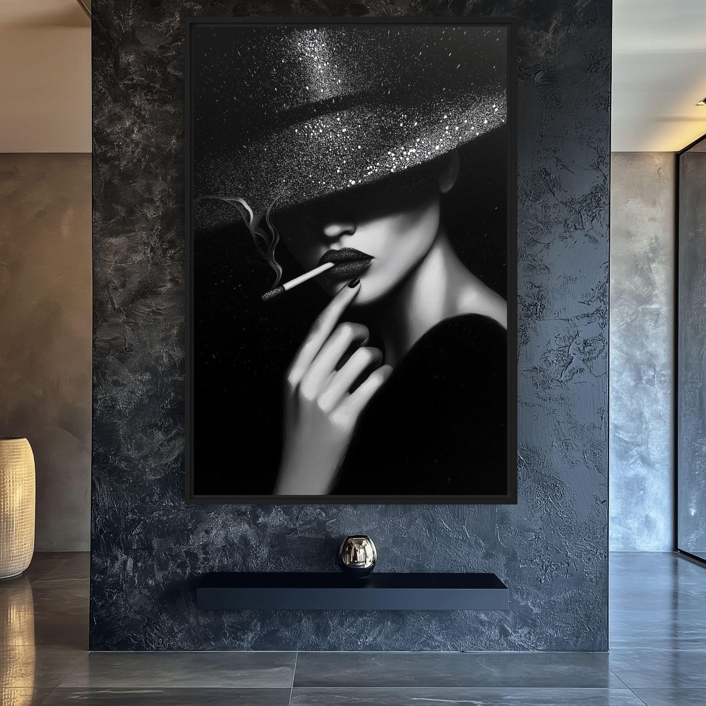 Woman Smoking Fashion Art Canvas Print Detail | PaintFu