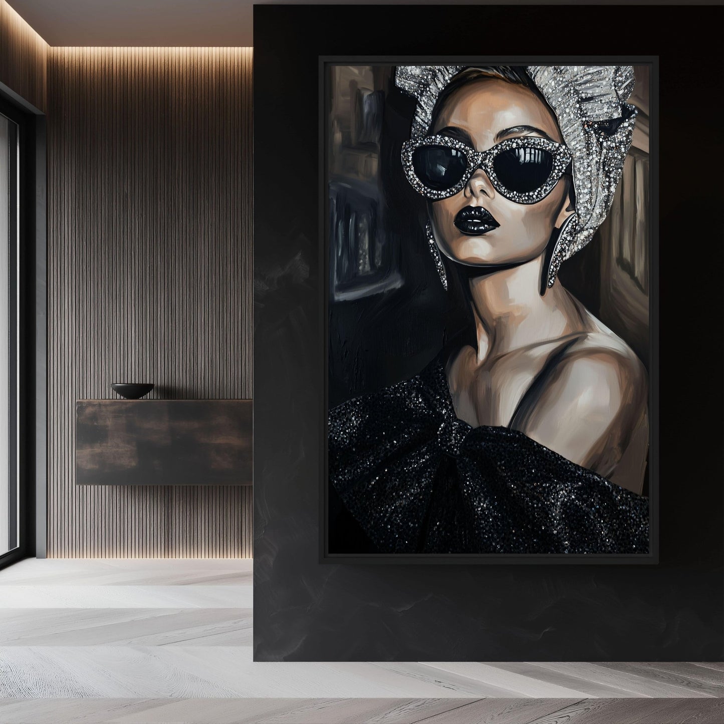 Modern Muse in Sunglasses Canvas Print Detail | PaintFu