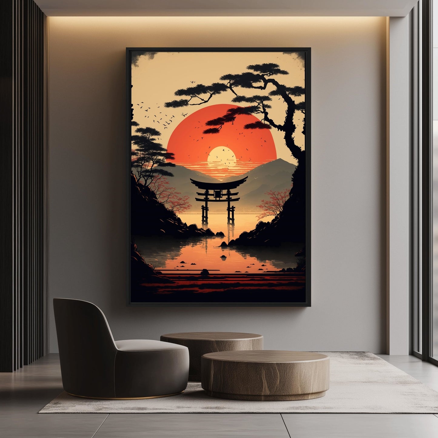 Japanese Sunset Minimalist Art Digital Print