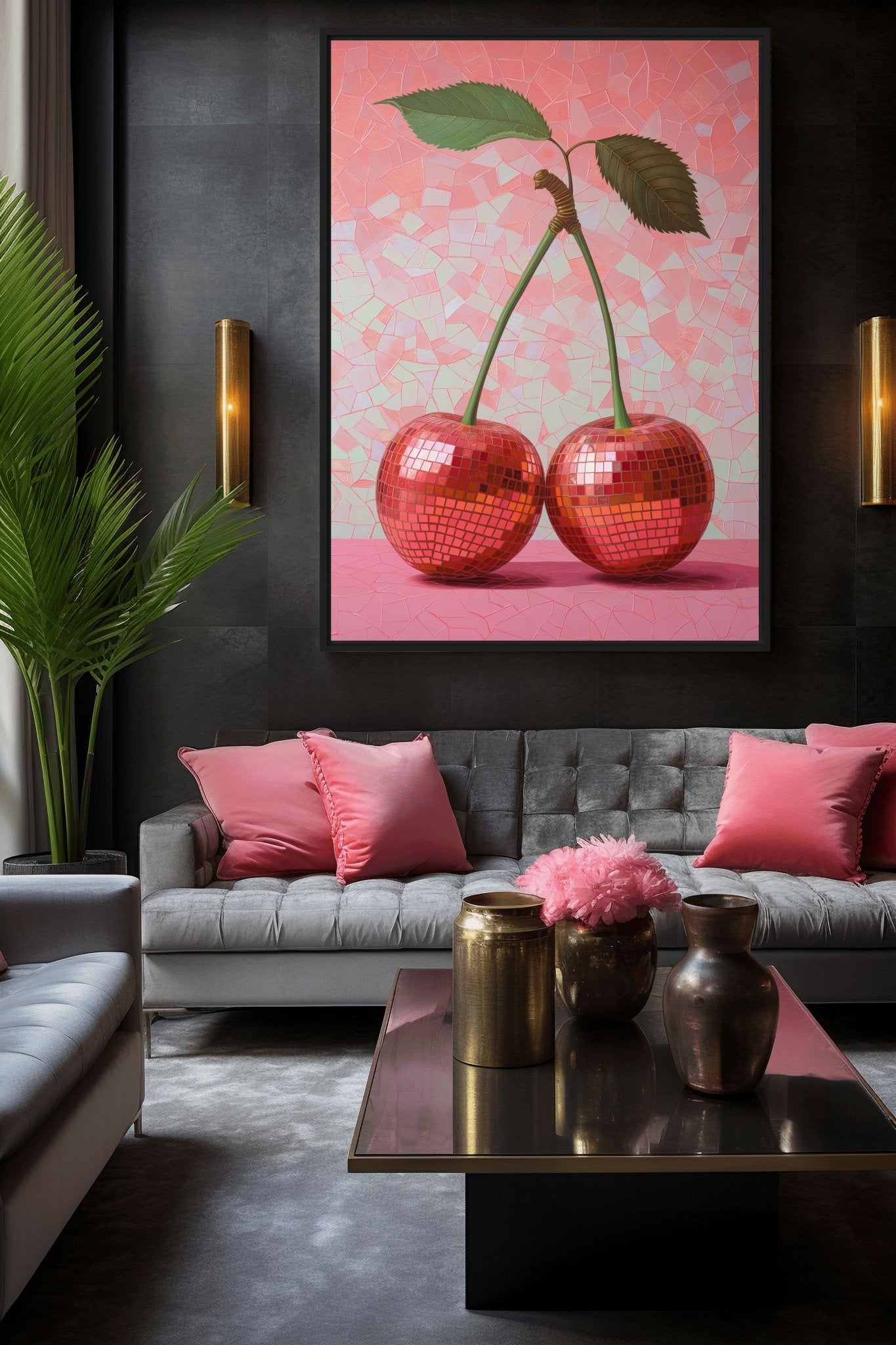 Cherry Disco Balls Art Digital Print