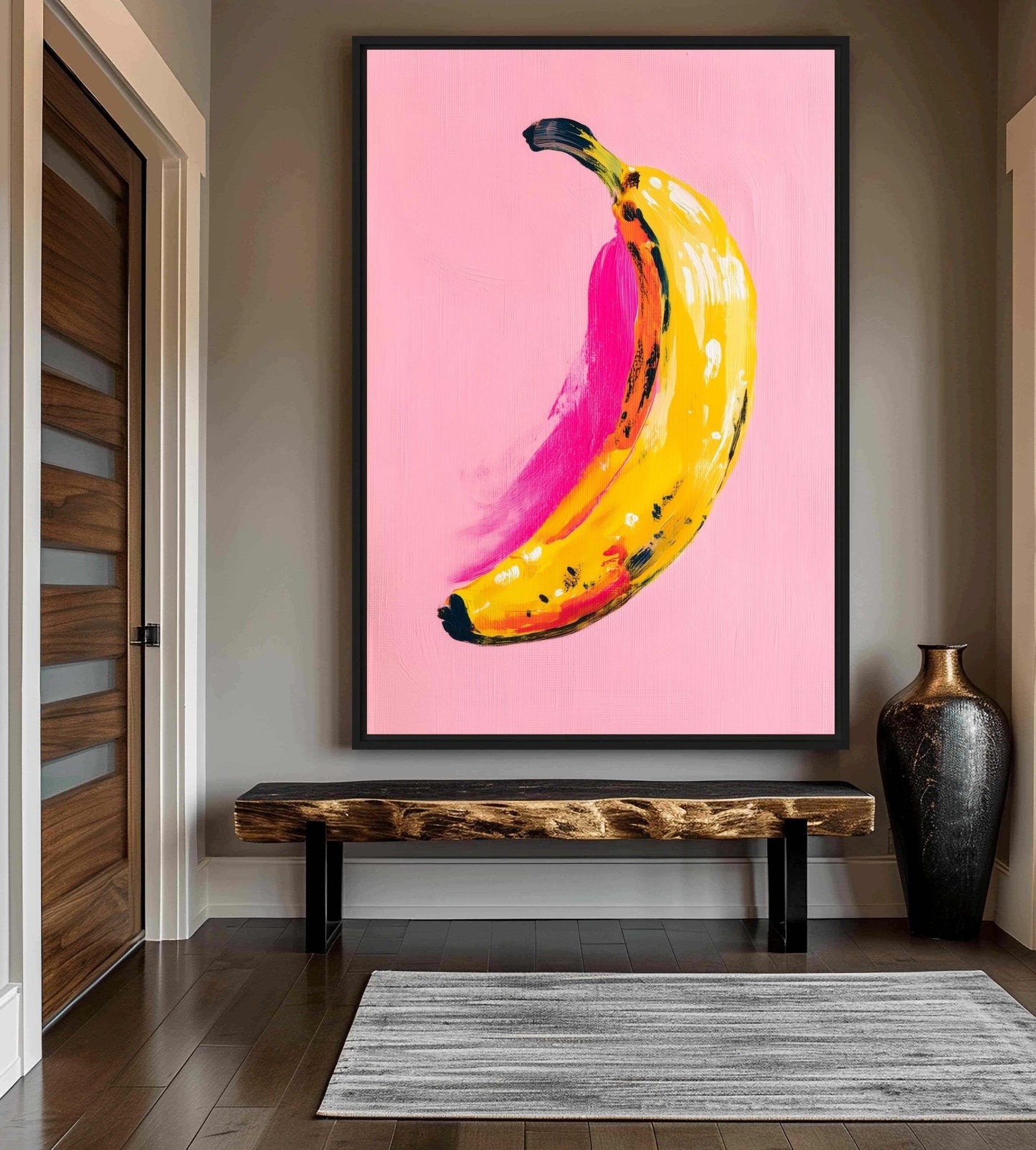 Funky Banana Food Art Framed Canvas - PaintFu