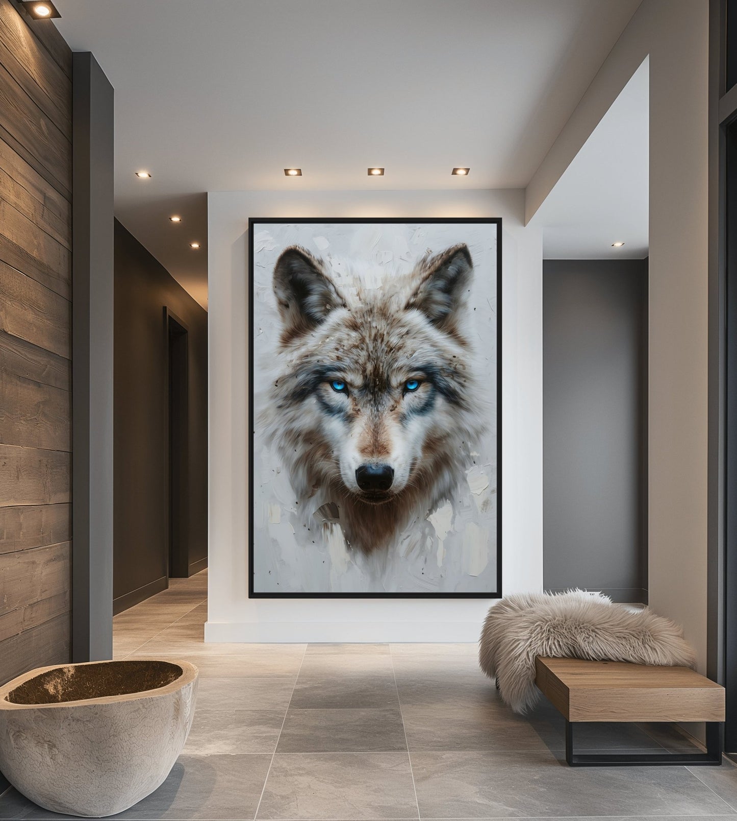 Blue Eyed Wolf Modern Art Digital Print