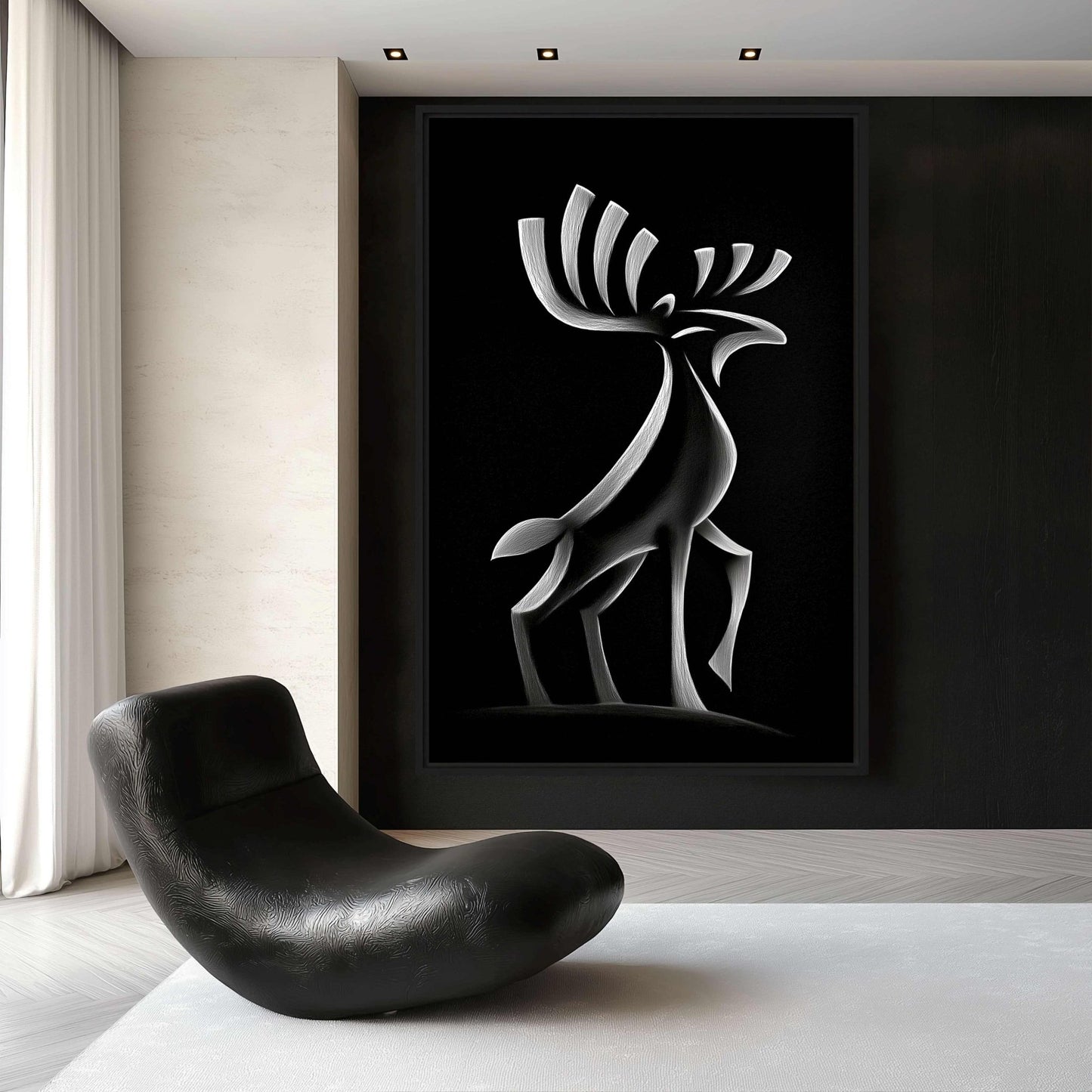Moose Abstract Art Framed Canvas - PaintFu