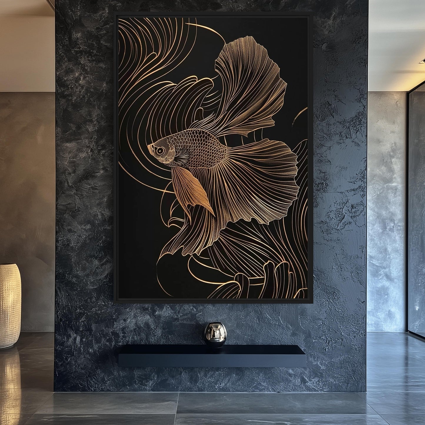 Gold Fish Line Art Digital Print