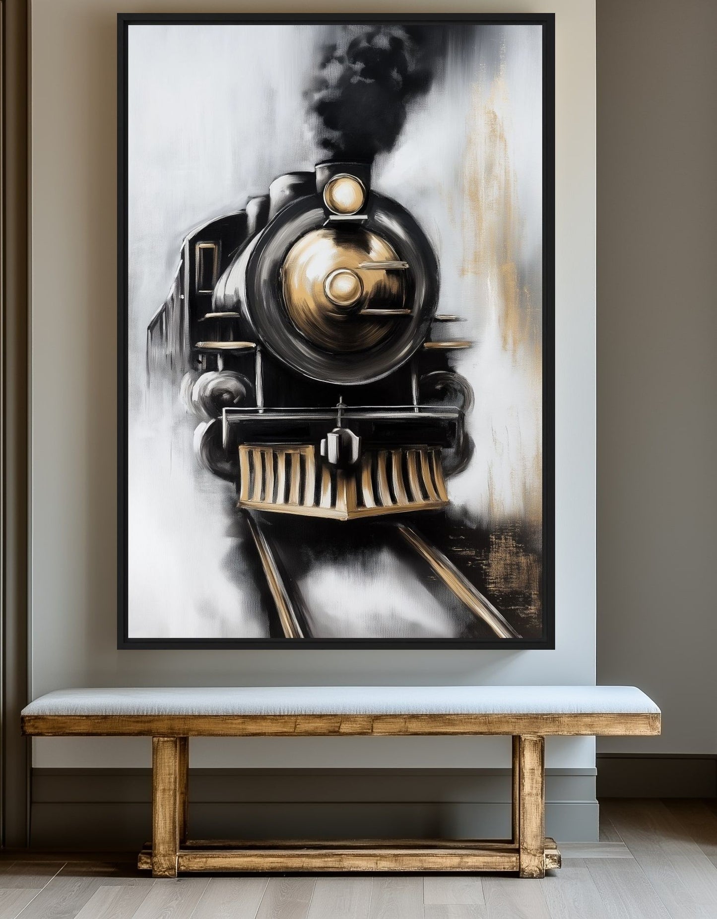 Vintage Steam Train Art Framed Canvas - PaintFu