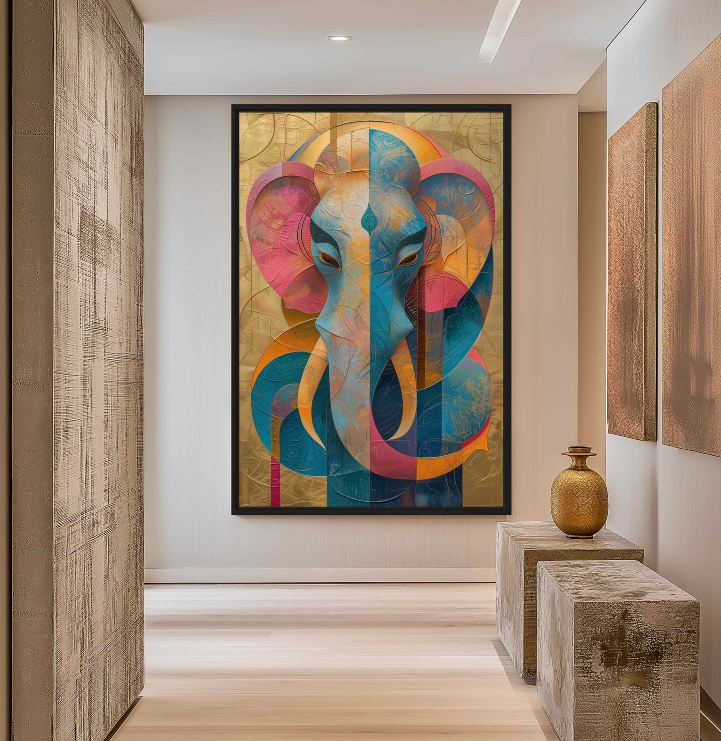 Hindu God Ganesh Abstract Art Digital Print