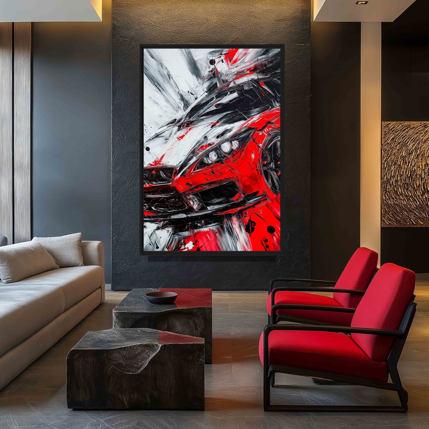 Red Sports Car Abstract Art Digital Print