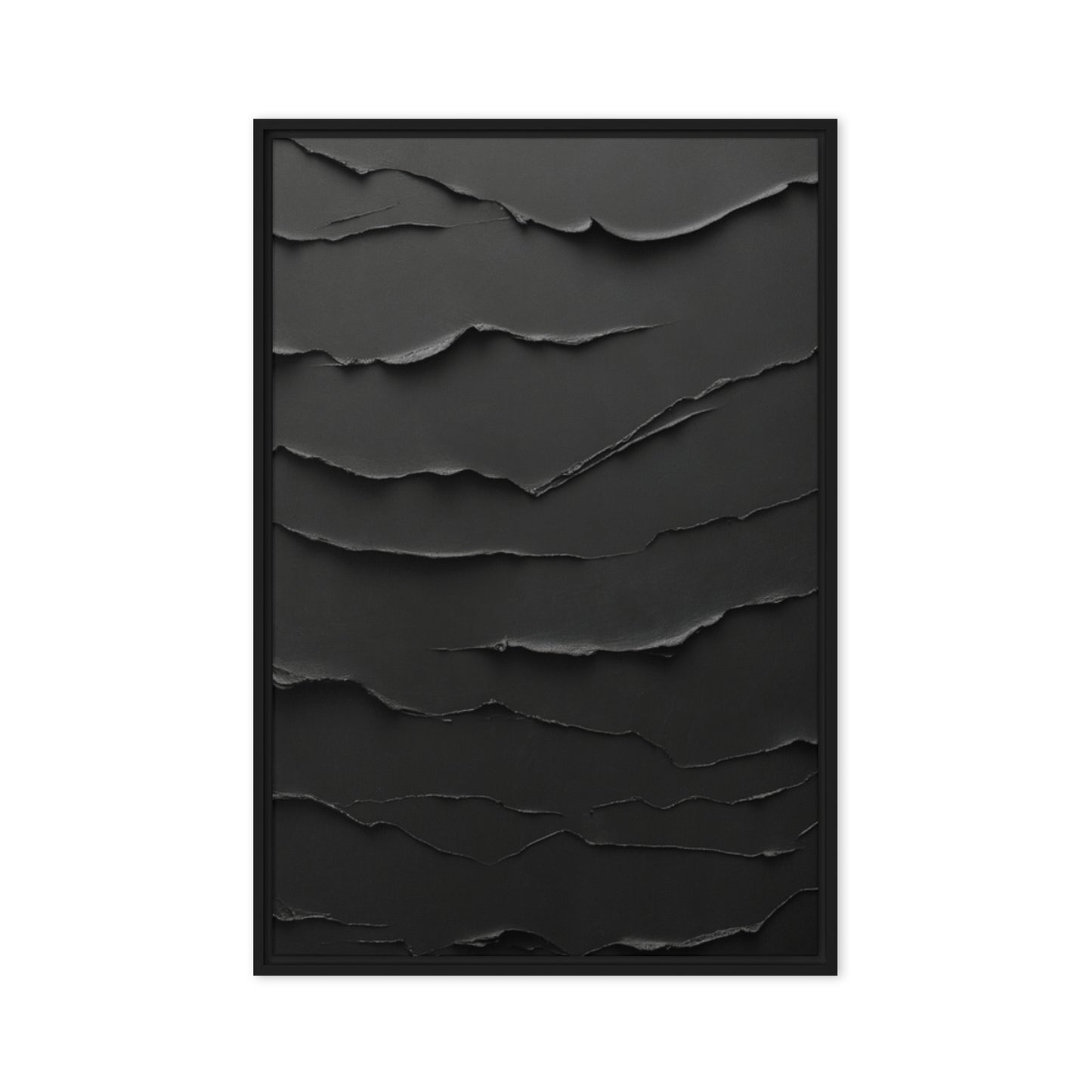 Black Minimalist Textured Art Framed Canvas