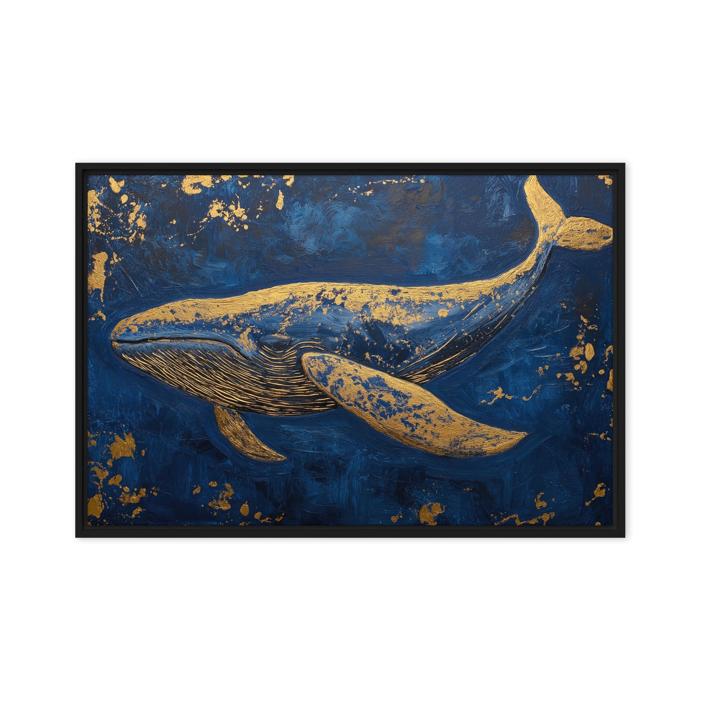 Blue Whale Modern Art Framed Canvas