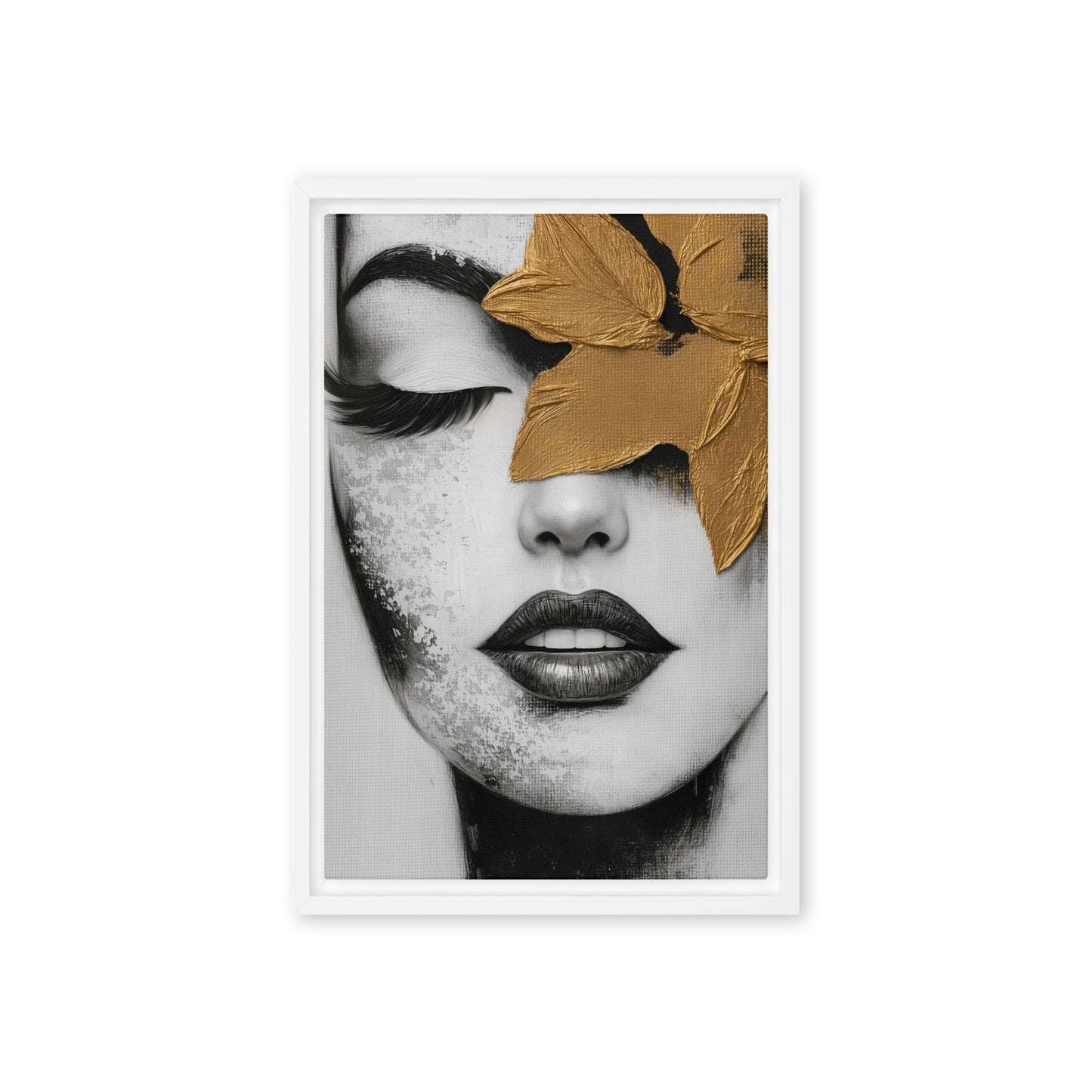 Woman Face Portrait Modern Art Framed Canvas - PaintFu
