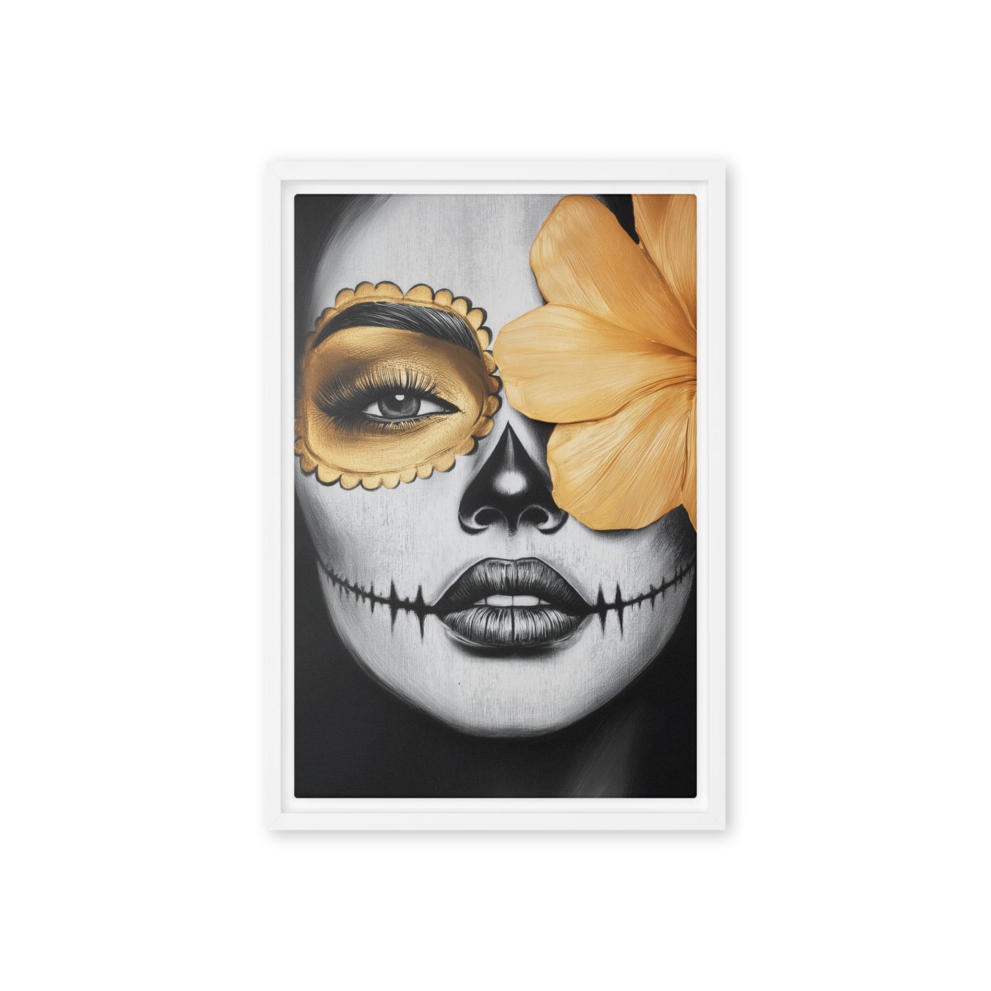 Sugar Skull Woman Portrait Framed Canvas - PaintFu