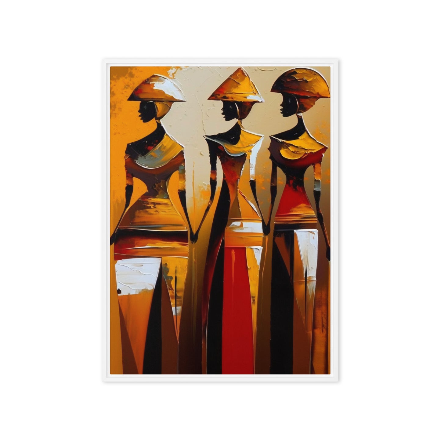 African Women Abstract Art Framed Canvas