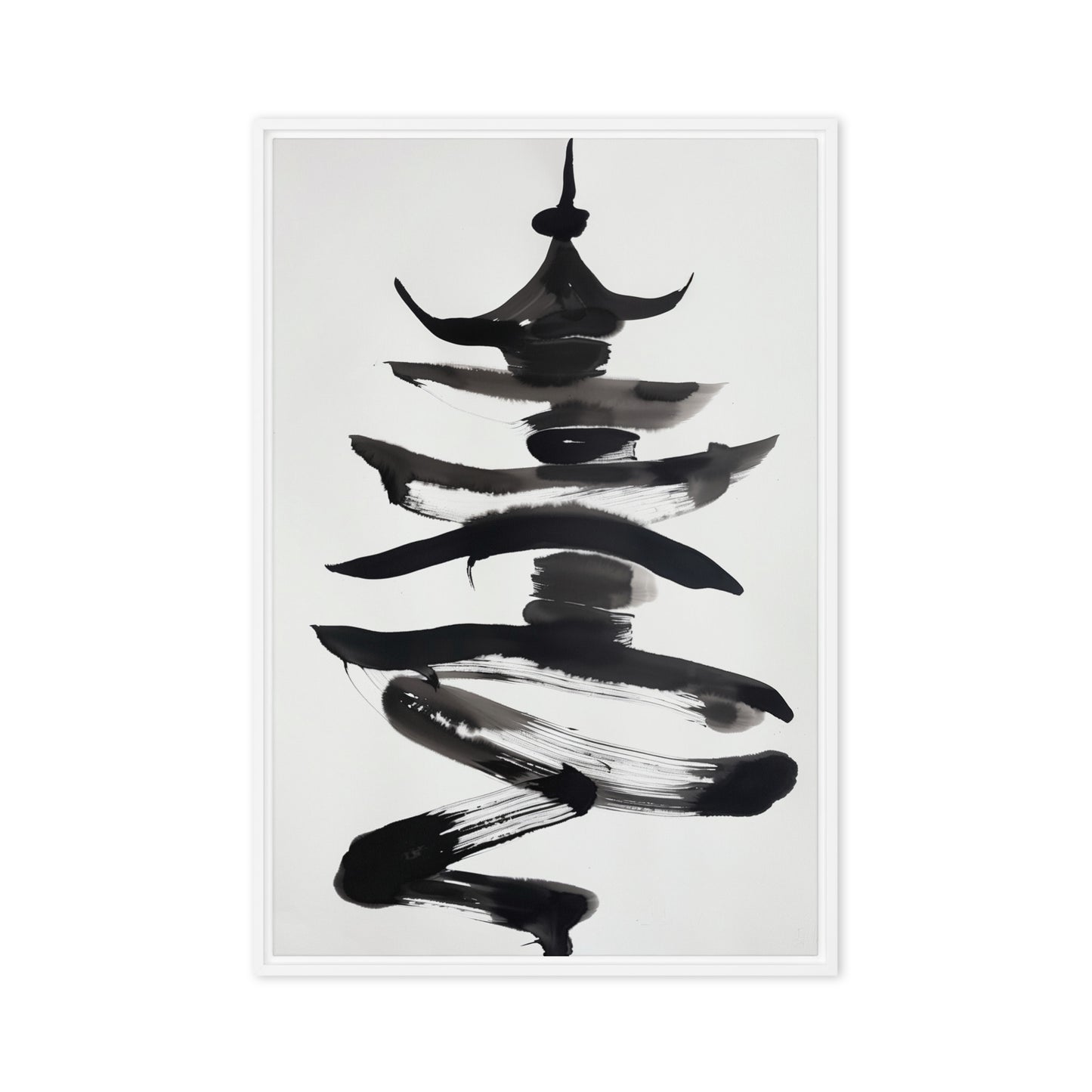 Chinese Pagoda Minimalist Art Framed Canvas