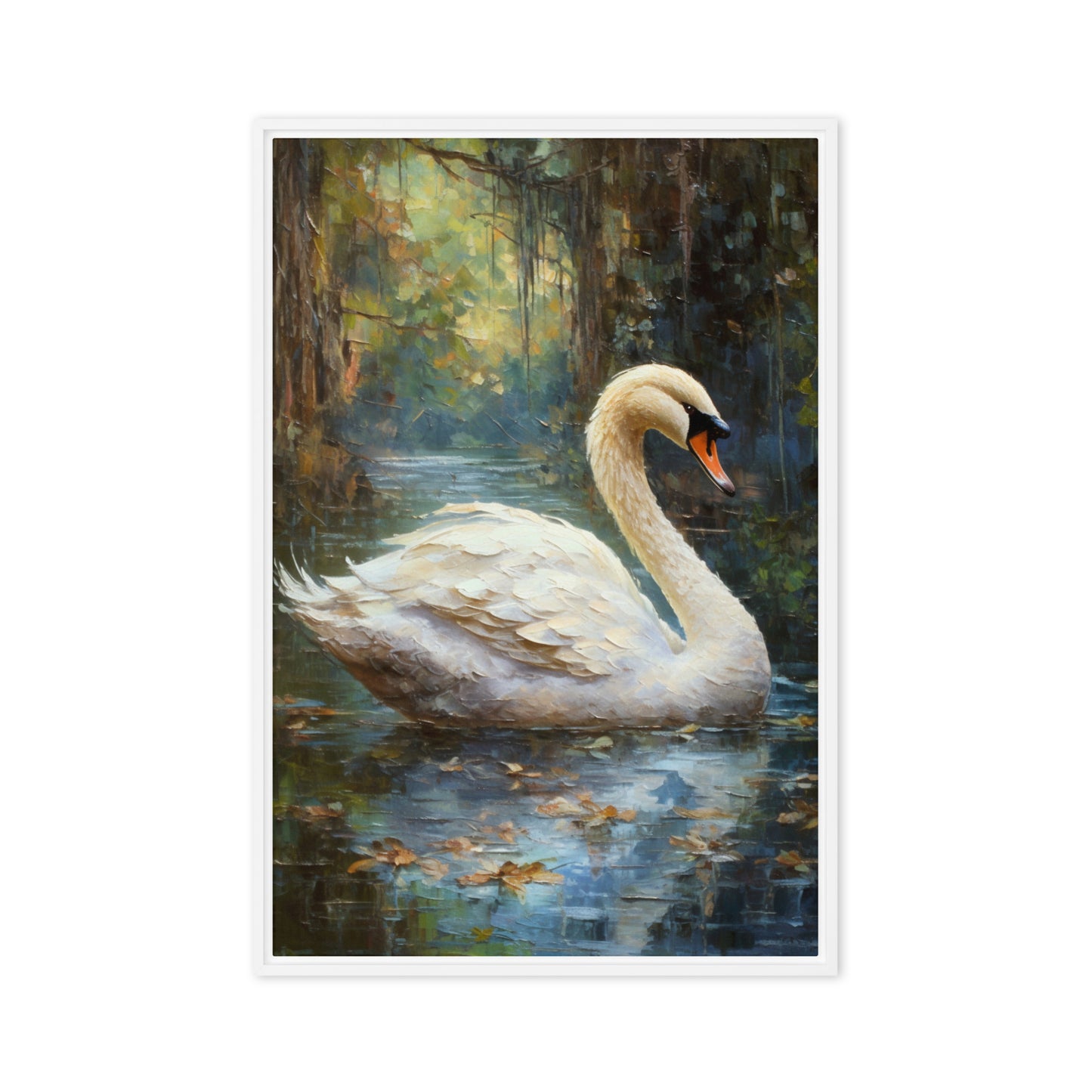 White Swan Fine Art Framed Canvas