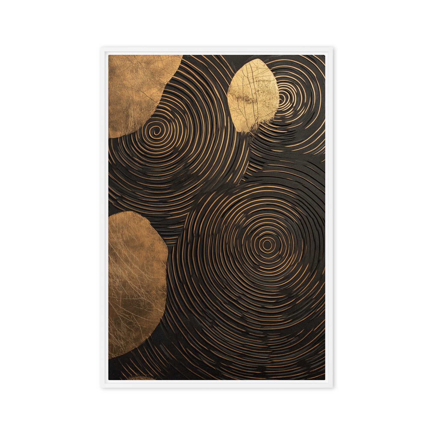 Spiral Black and Gold Modern Art Framed Canvas