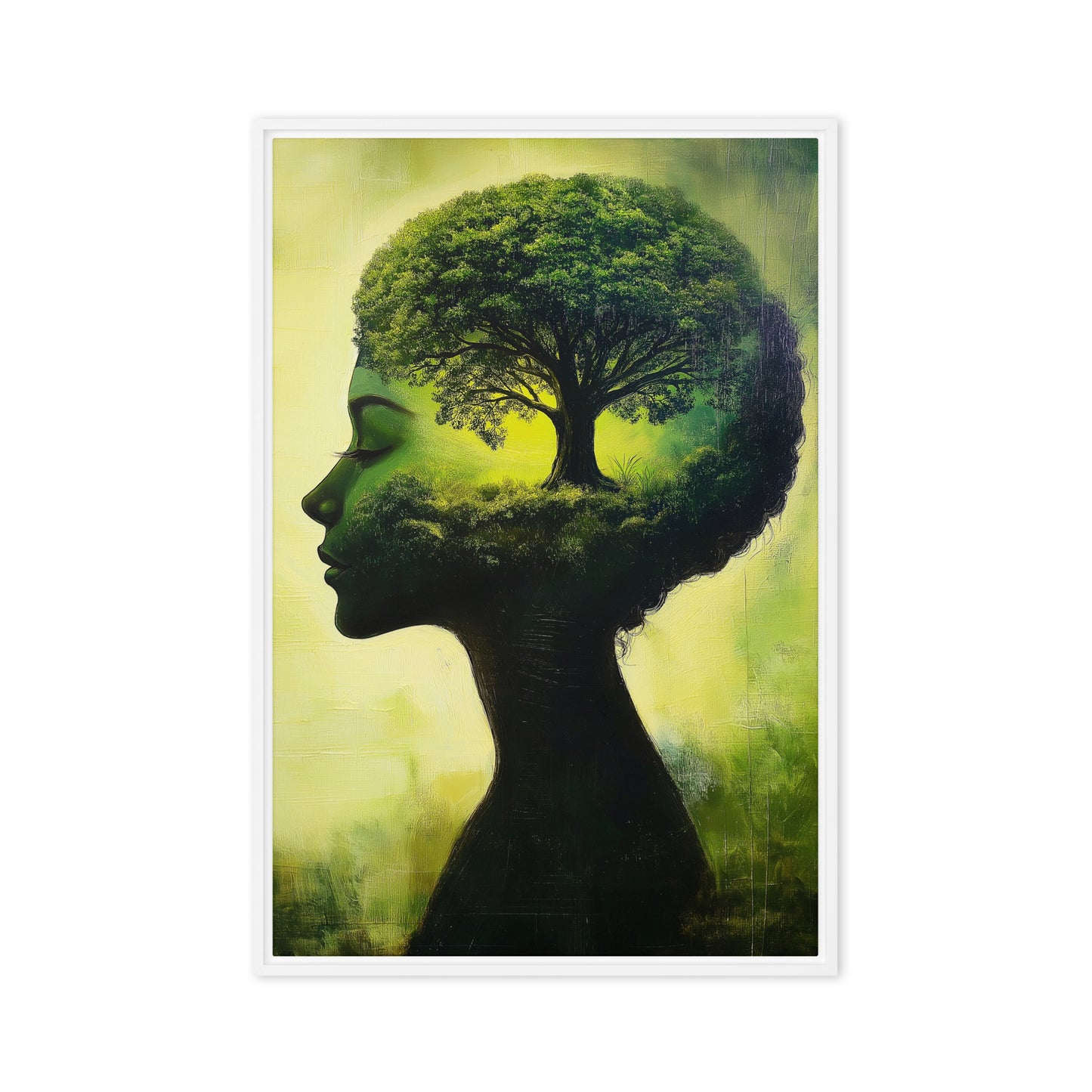 Woman Tree Surreal Art Framed Canvas