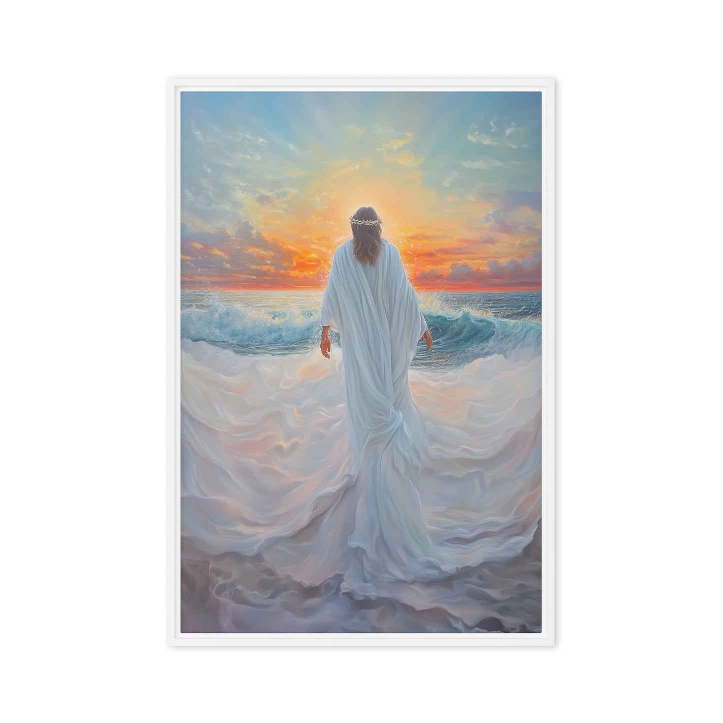 Jesus Walking On Water Religious Art Framed Canvas