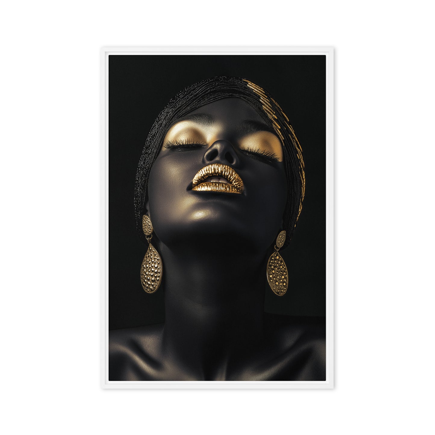 African Beauty in Gold Framed Canvas