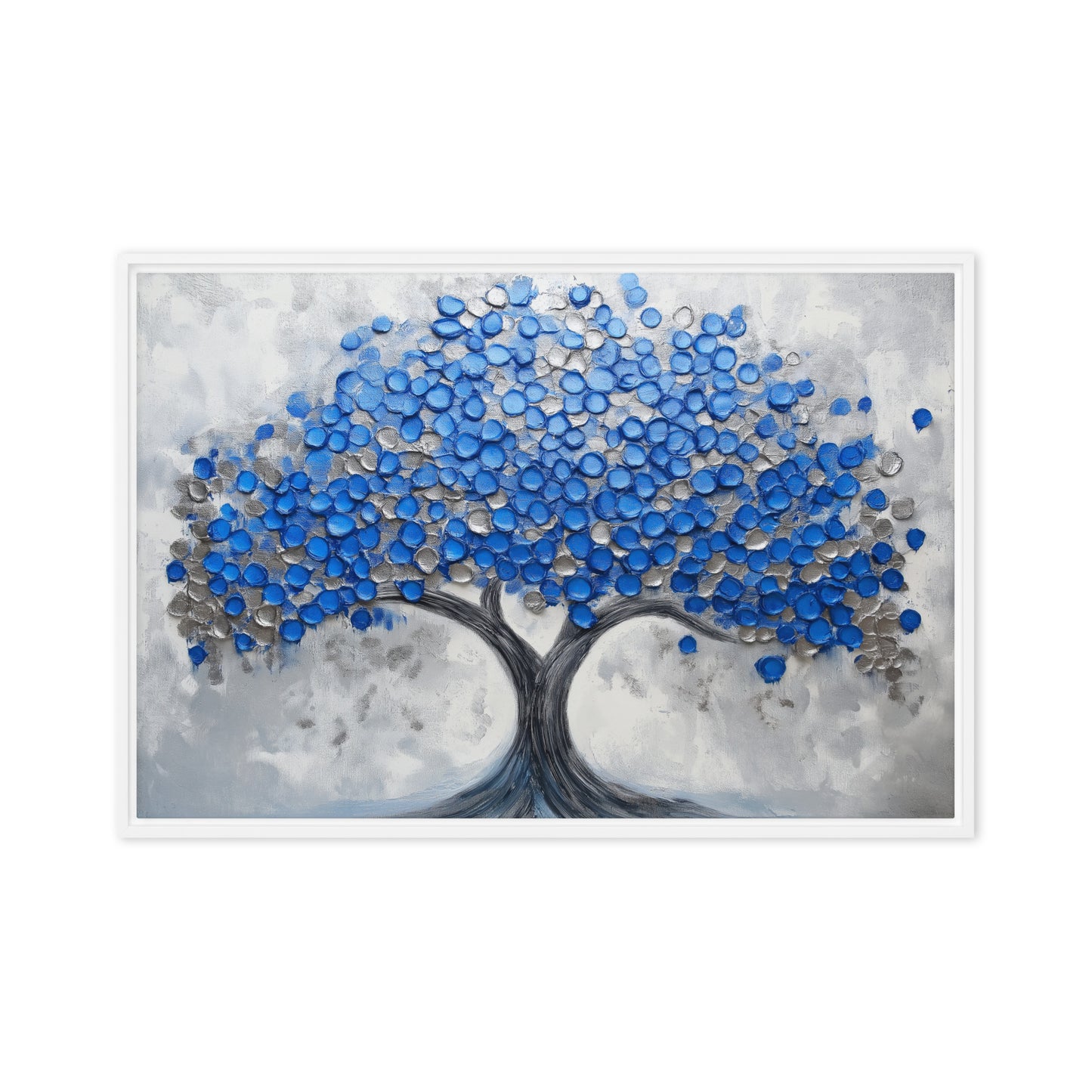 Blue Tree Modern Art Framed Canvas