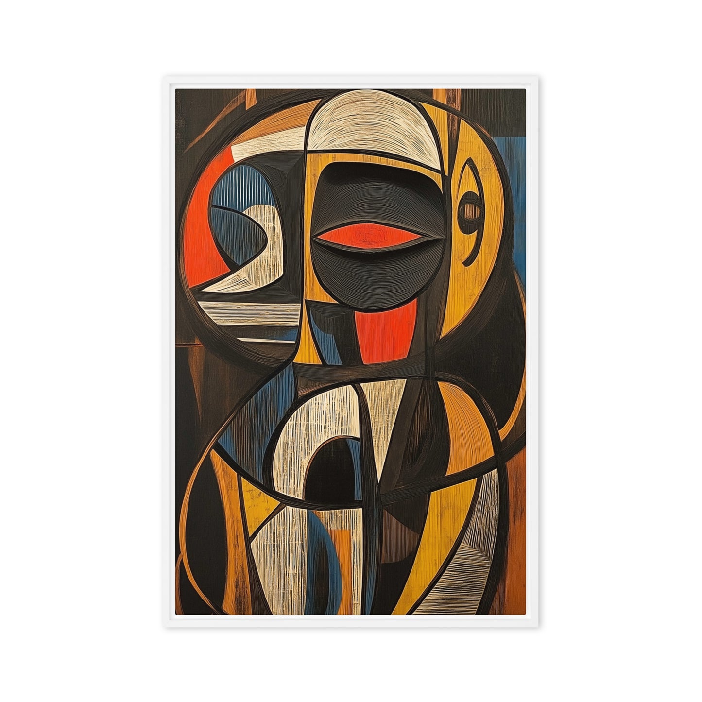 African Abstract Art Framed Canvas