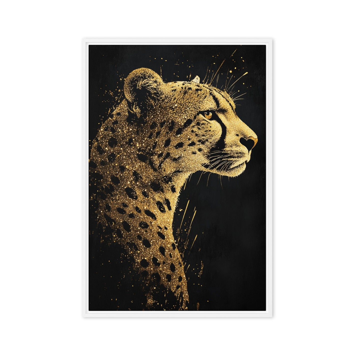 Cheetah Portrait Luxury Art Framed Canvas
