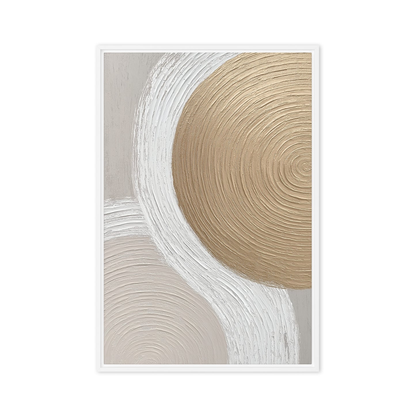 Beige and Gold Modern Art Framed Canvas