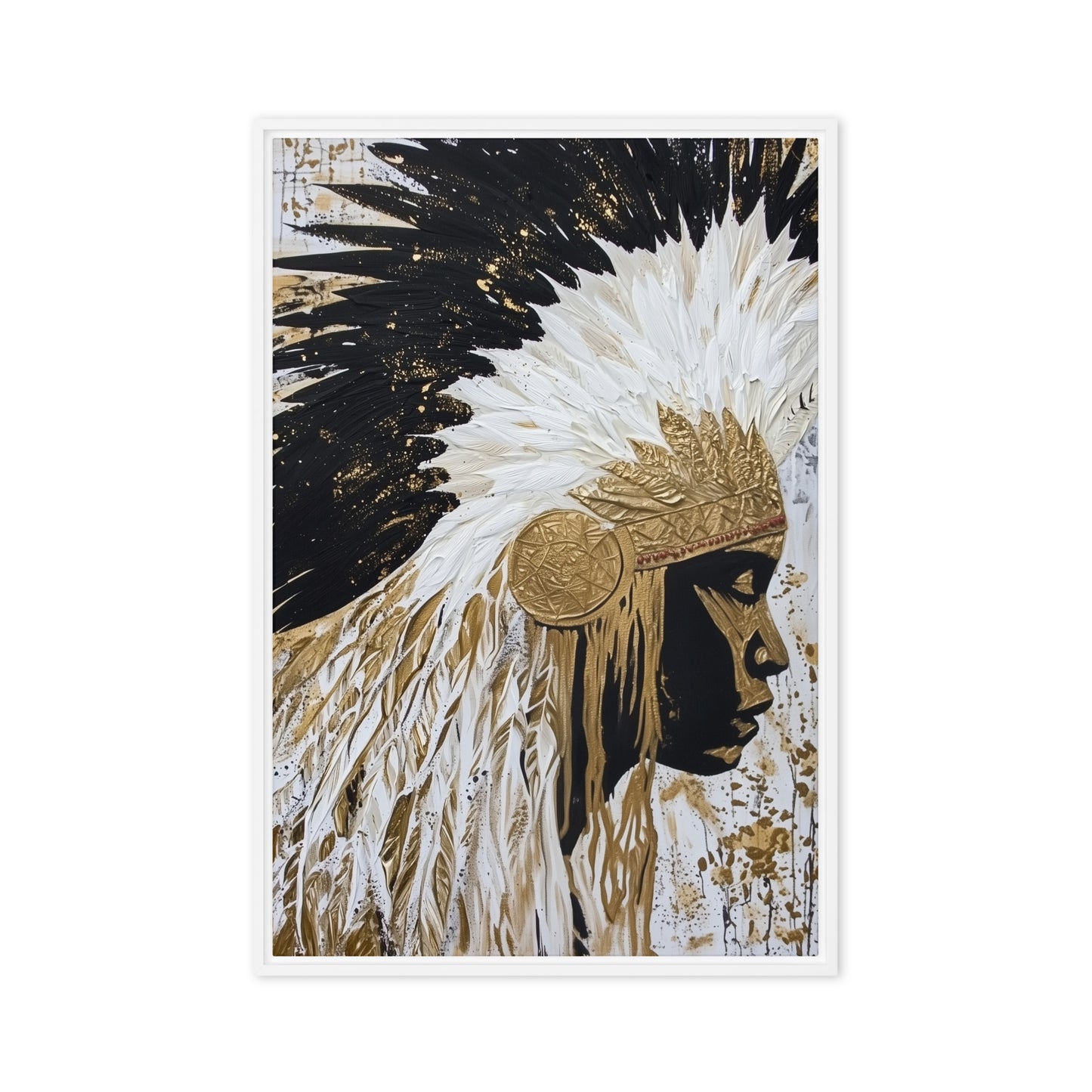 Headdress Native American Art Framed Canvas