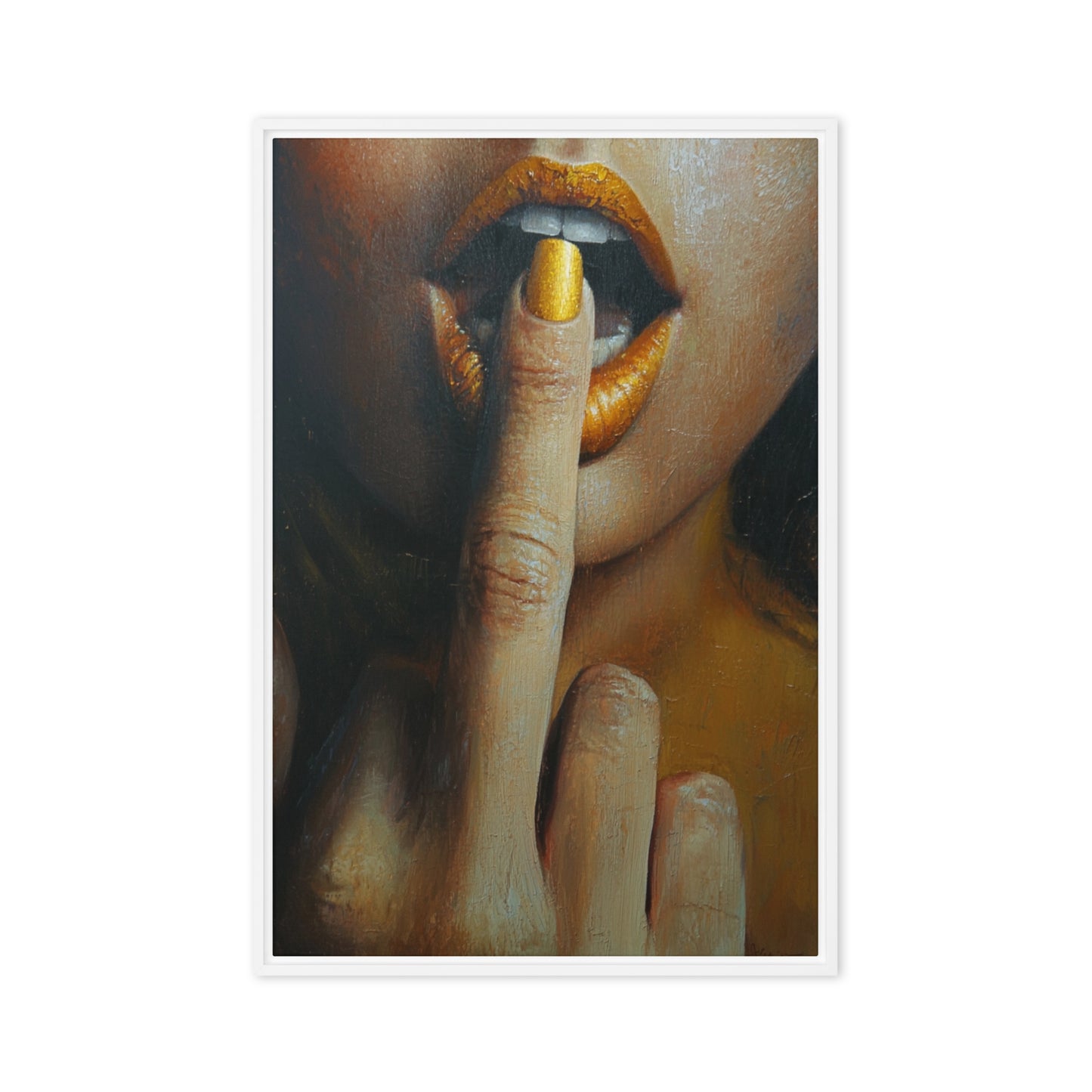 Middle Finger Framed Canvas