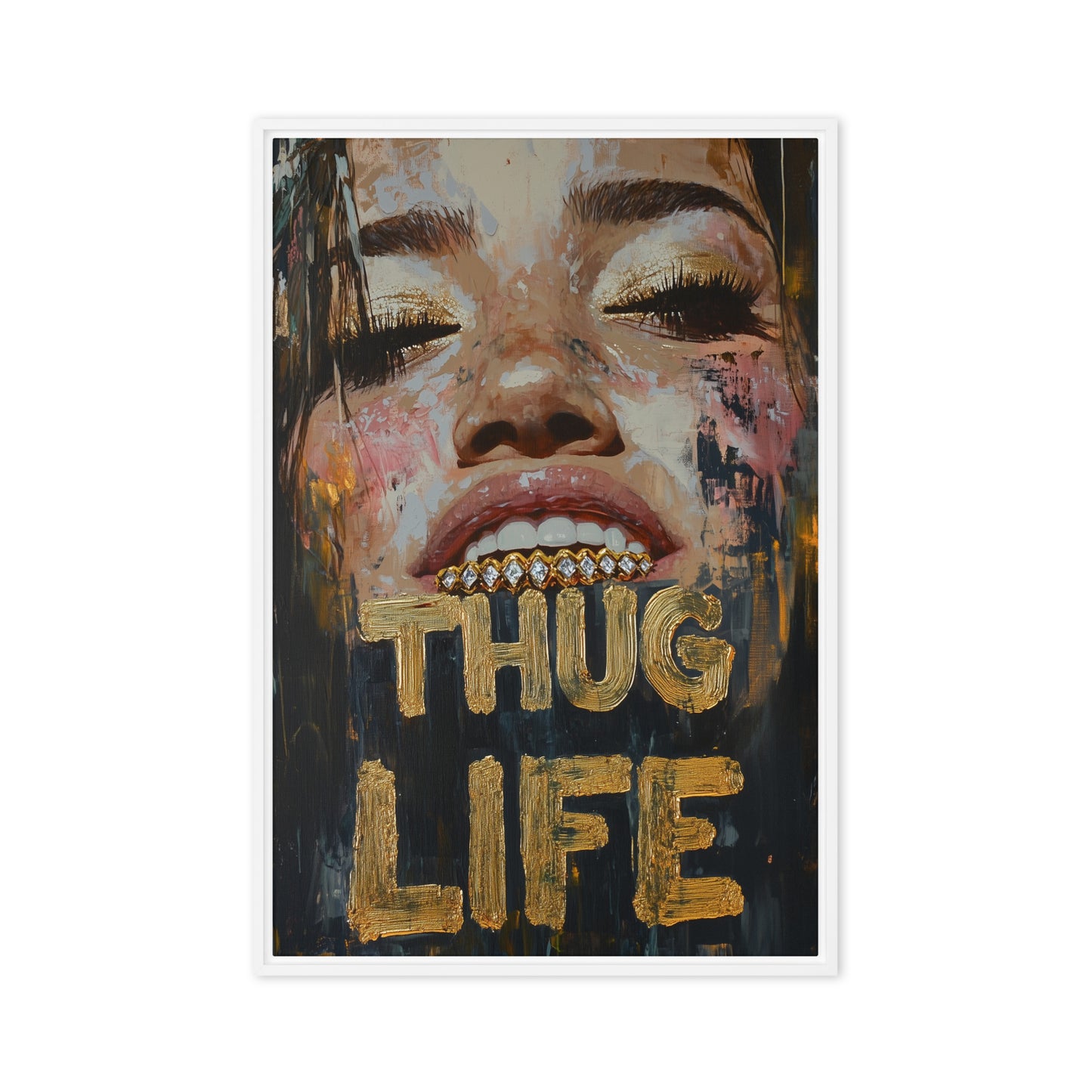 Thug Life Street Art Framed Canvas
