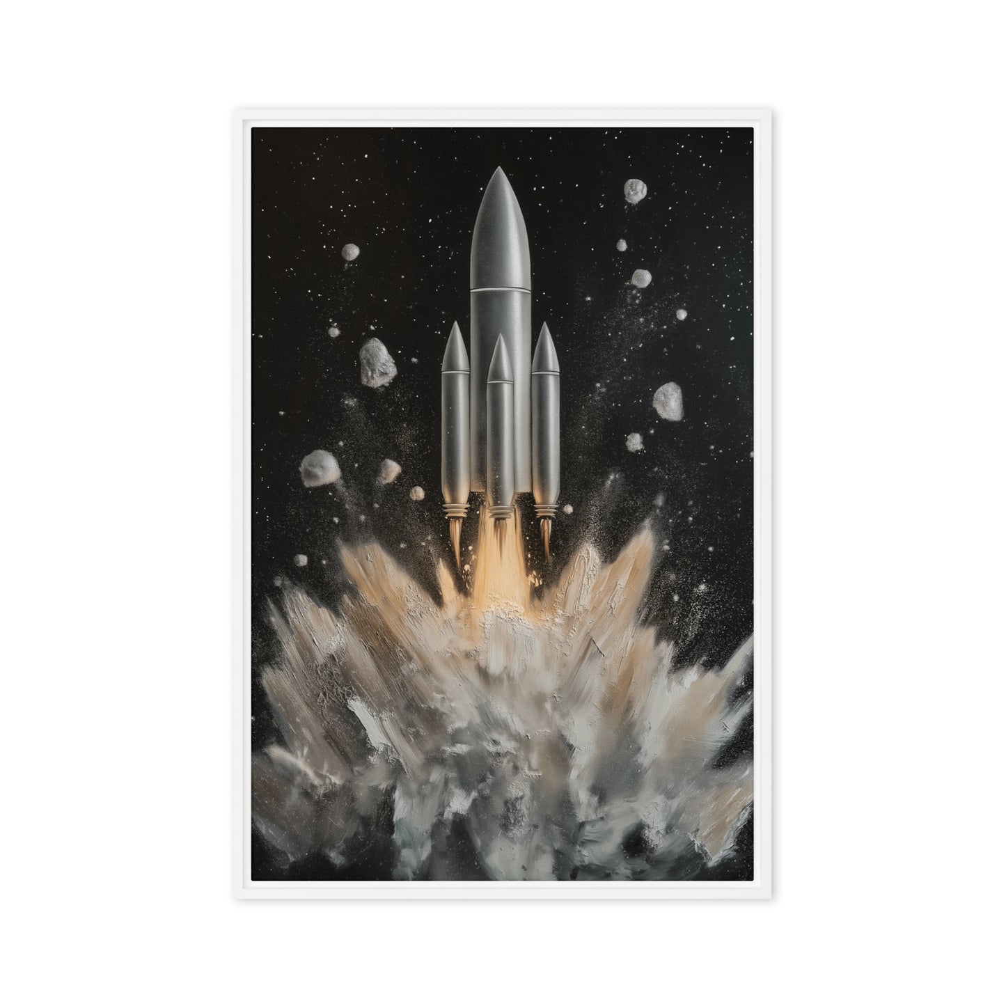 Rocket Take Off Space Art Framed Canvas