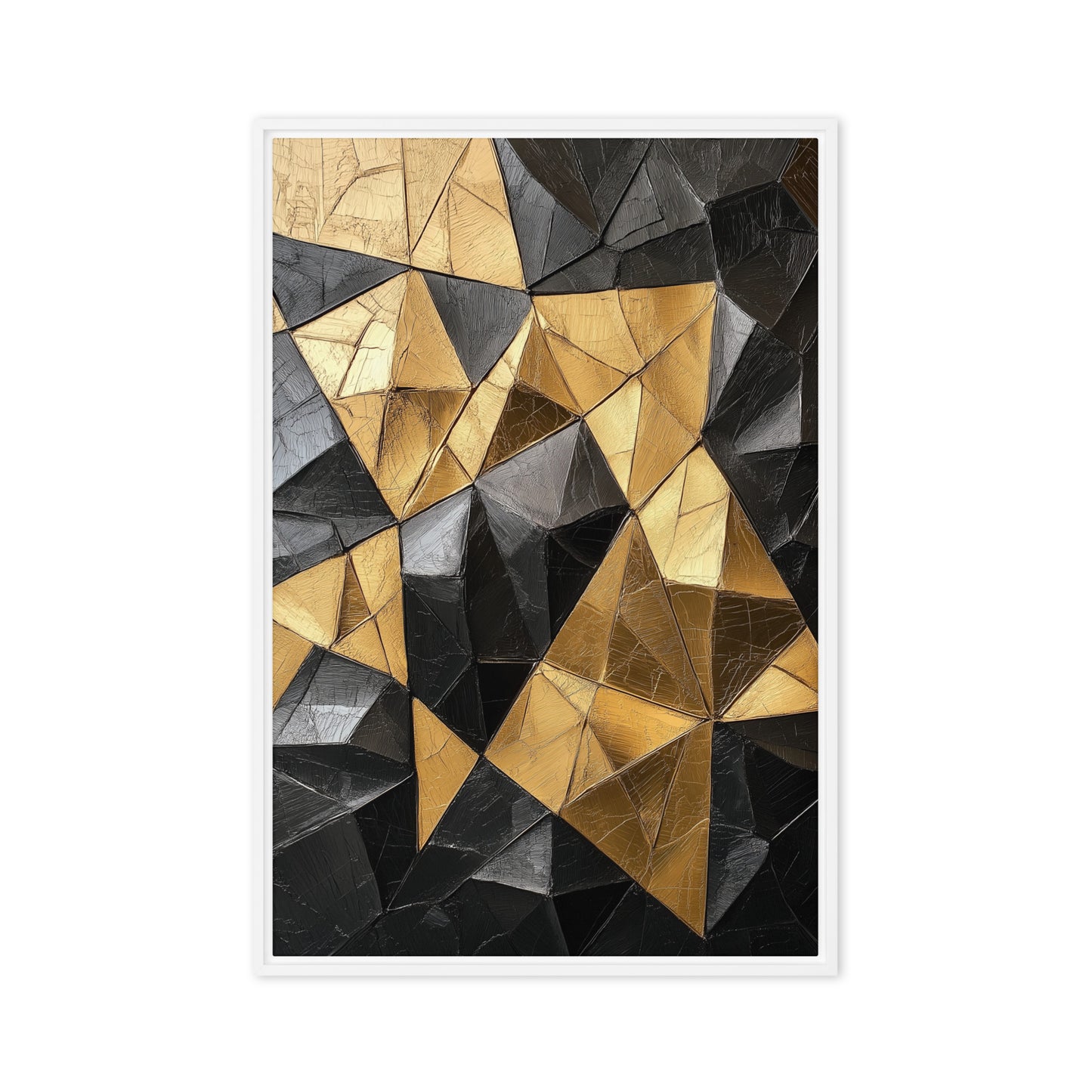 Black Gold Geometric Art Framed Canvas