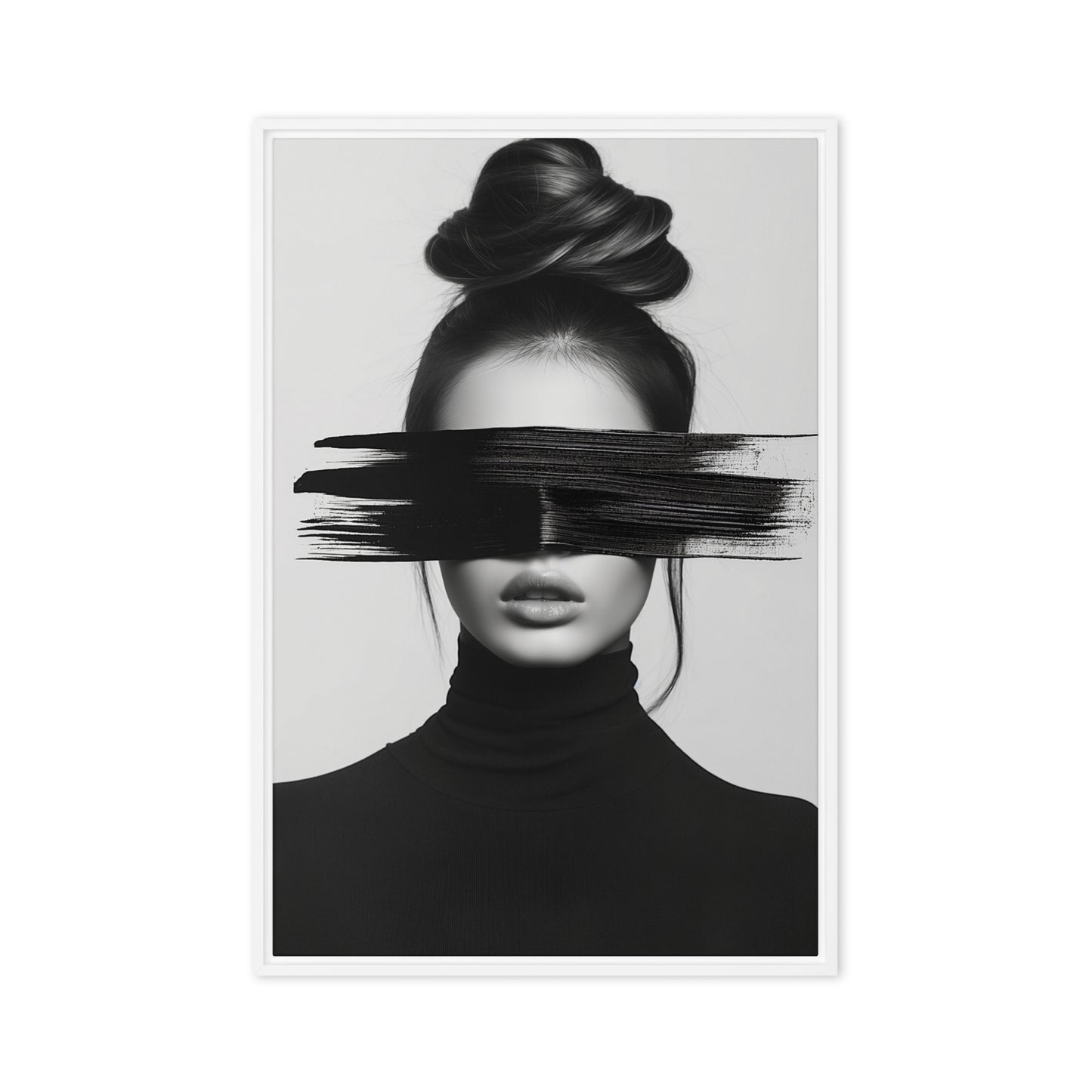 Woman Portrait Minimalist Art Framed Canvas