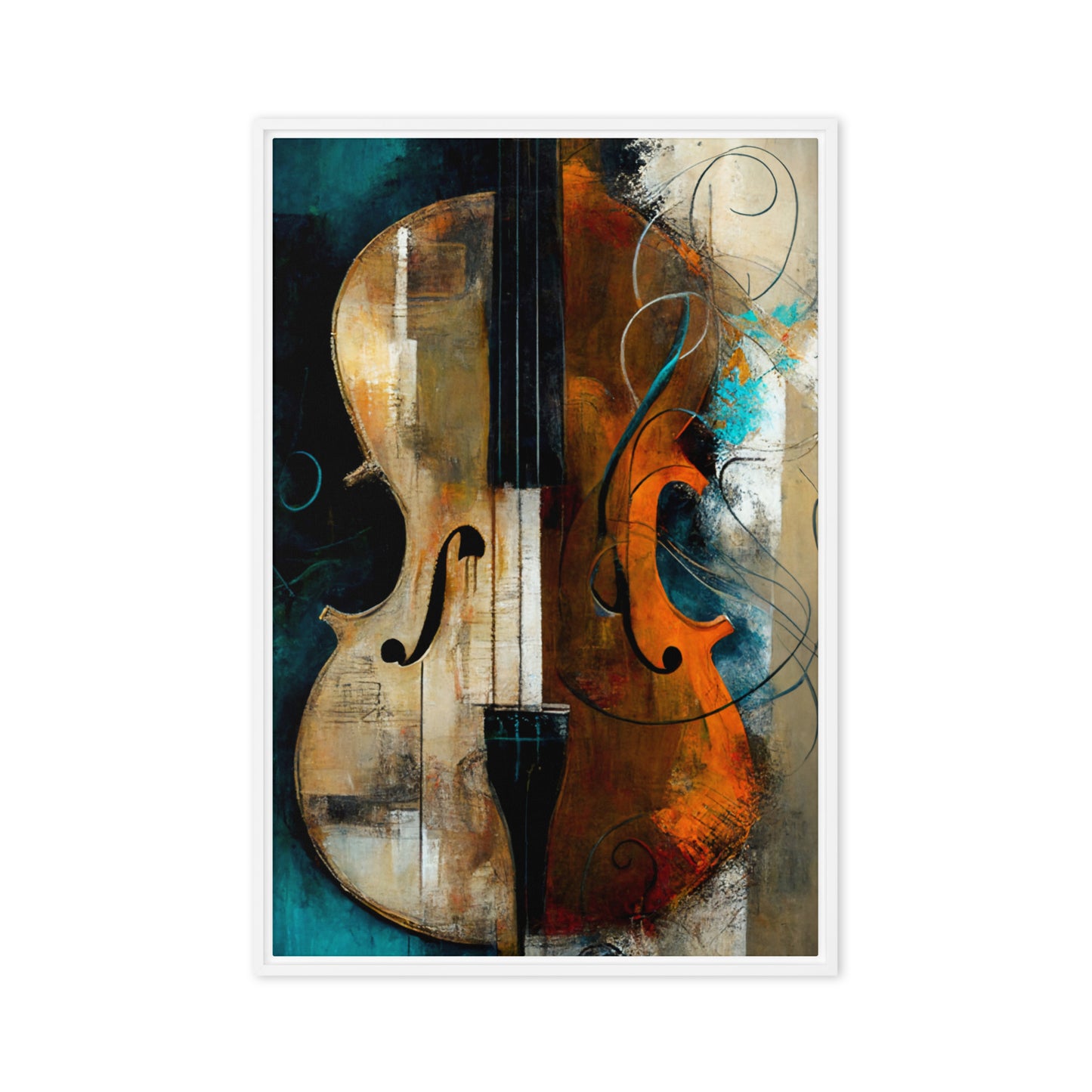 Violin Music Art Framed Canvas