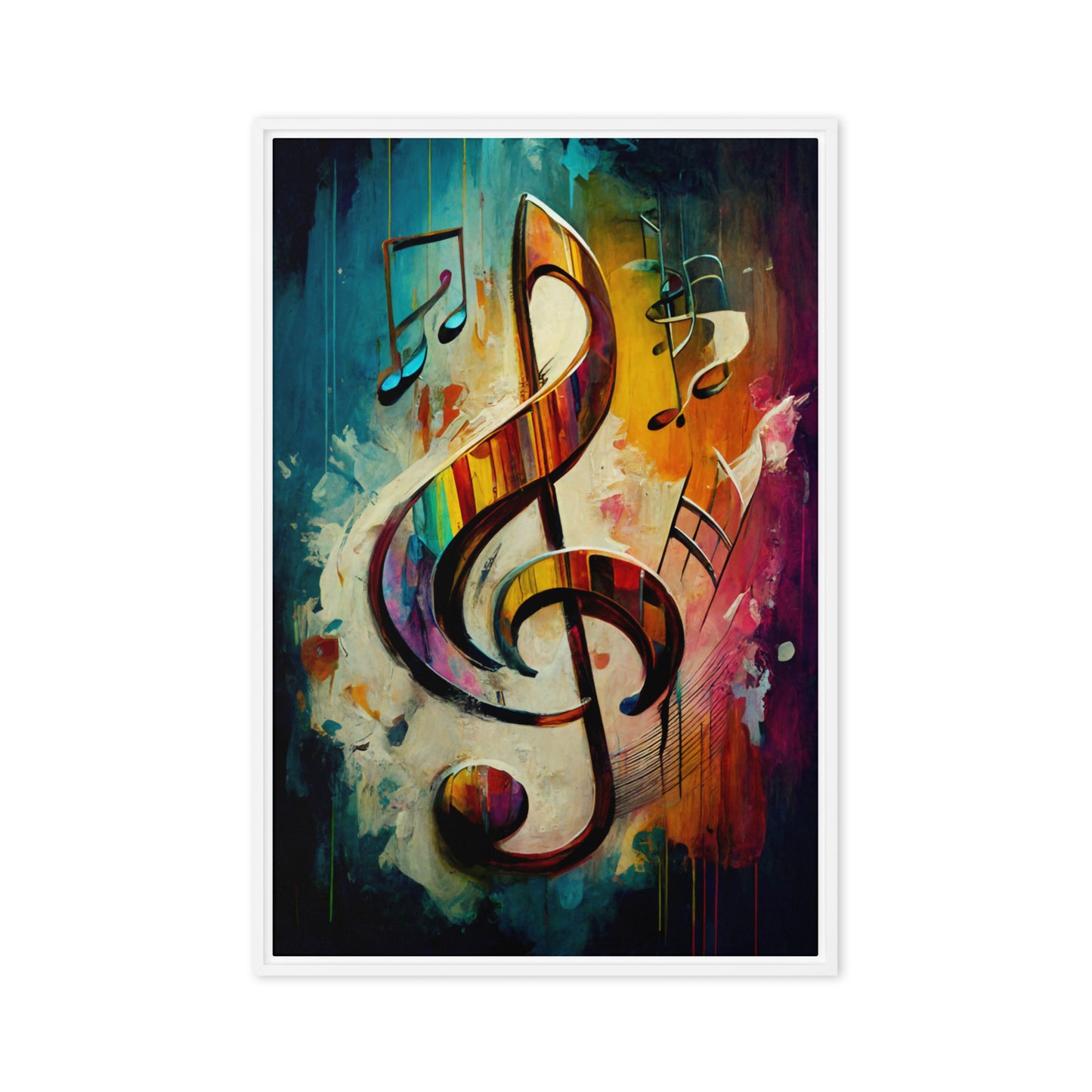 Music Note Abstract Art Framed Canvas