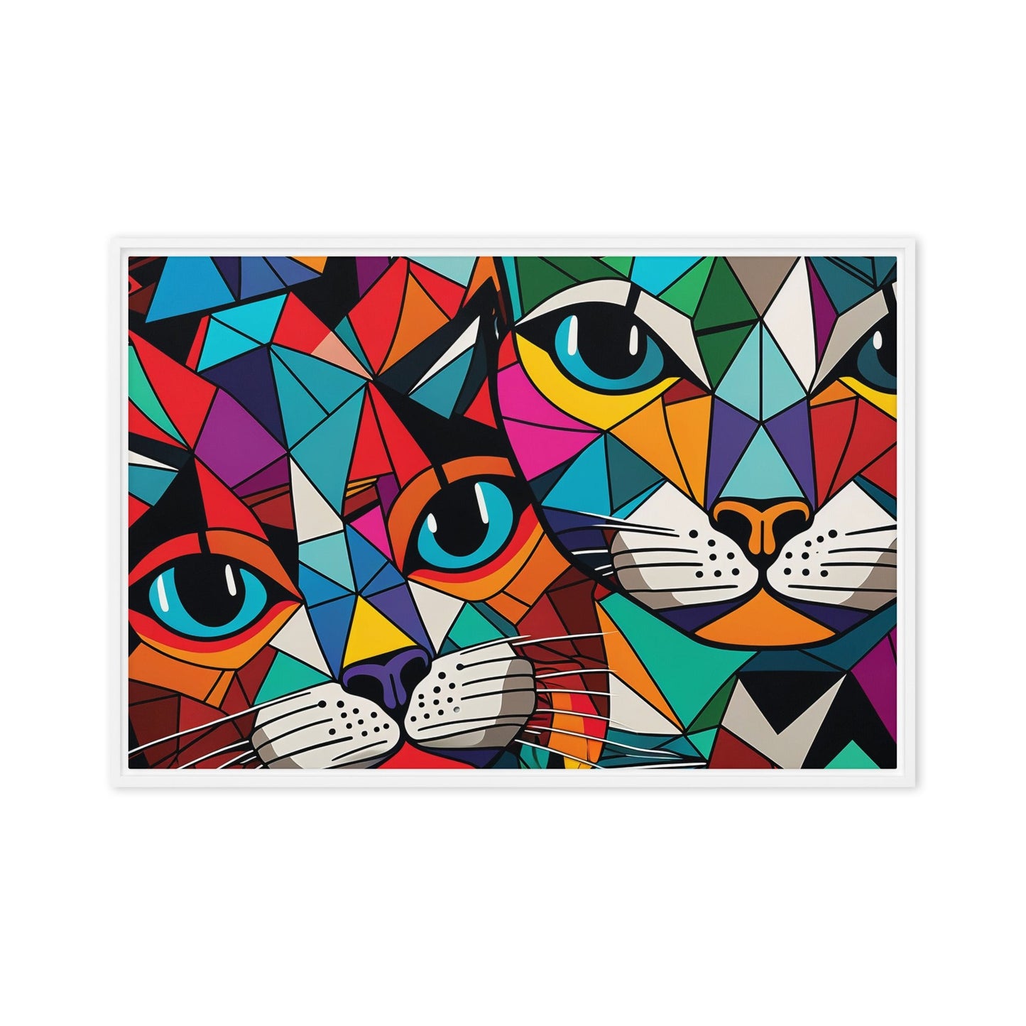 Cats Mosaic Art Framed Canvas
