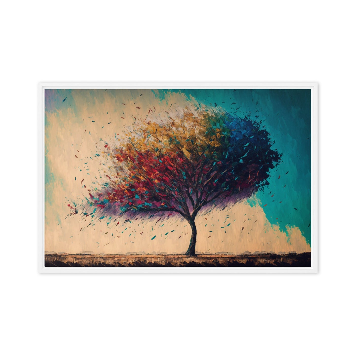 Colorful Tree Modern Art Framed Canvas