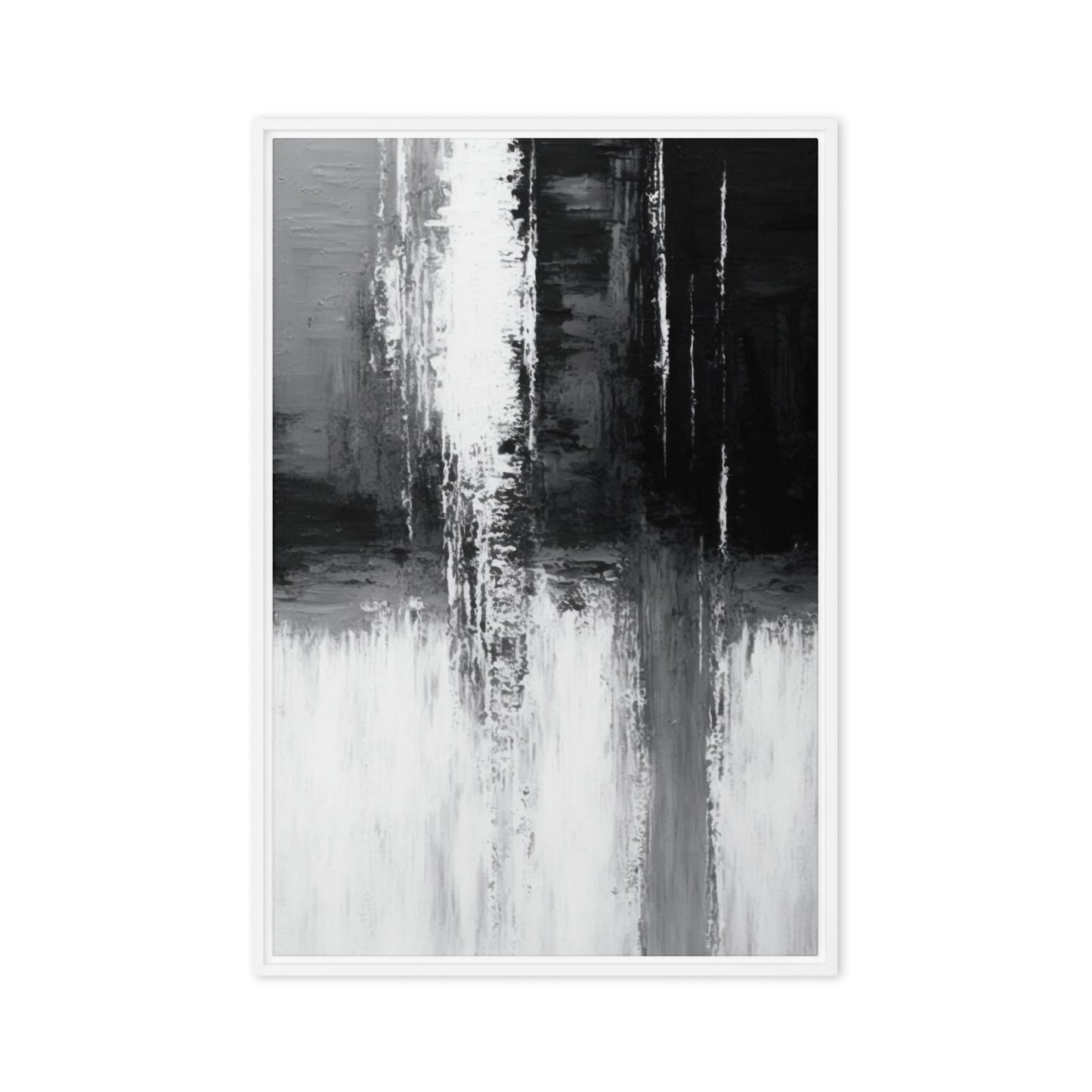 Black White Grey Abstract Art Framed Canvas