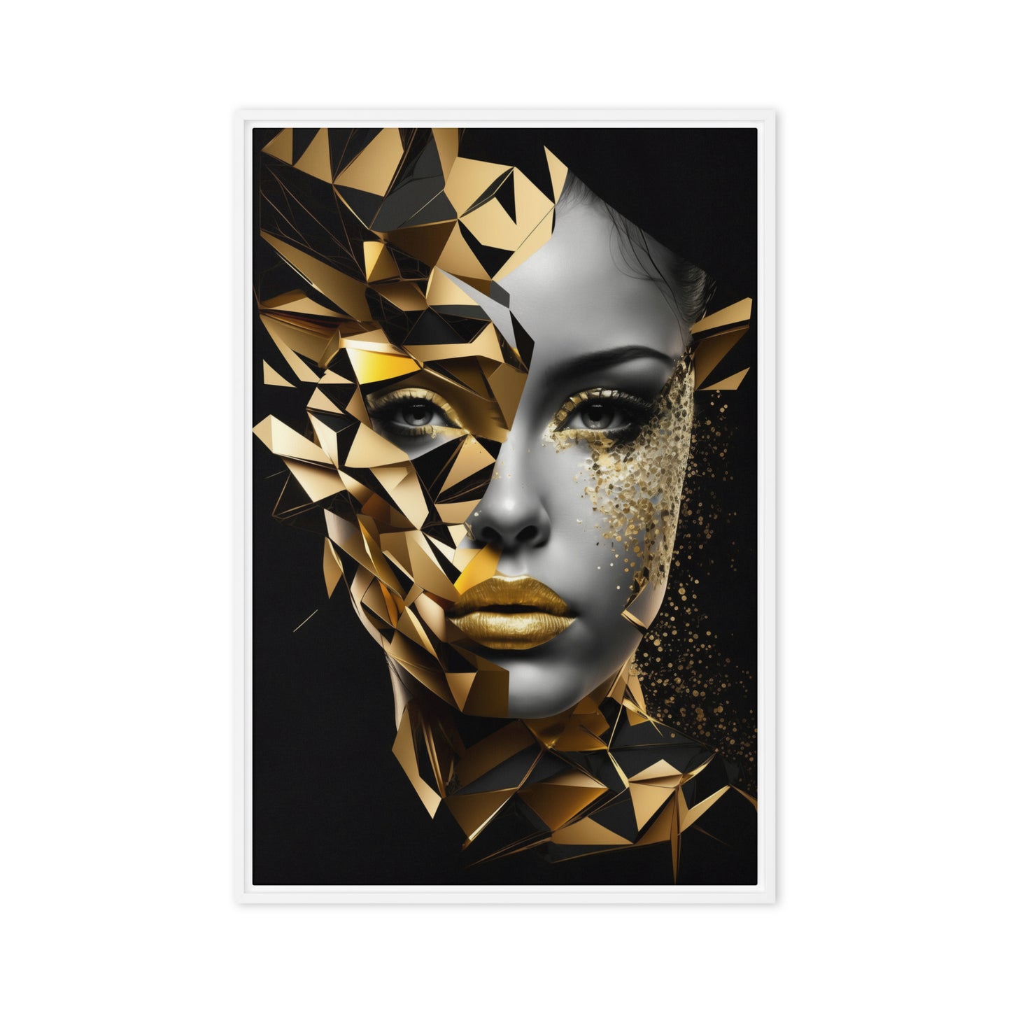 Woman Portrait Geometrical Art Framed Canvas