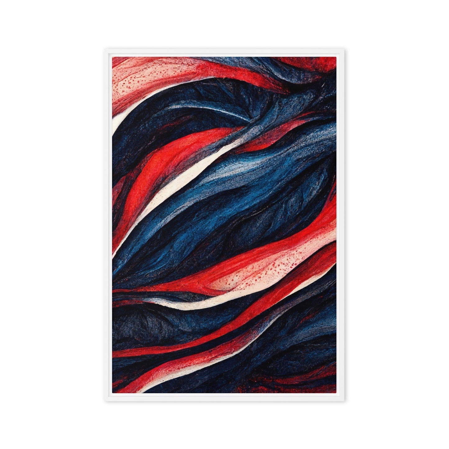 Navy Red Modern Art Framed Canvas
