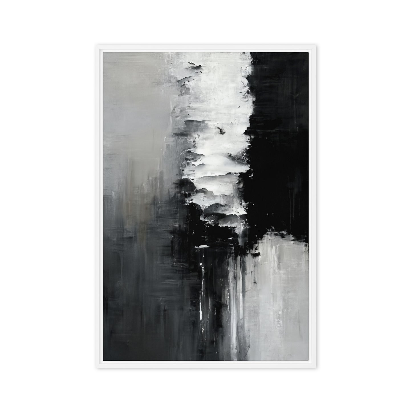 Black White Abstract Art Framed Canvas