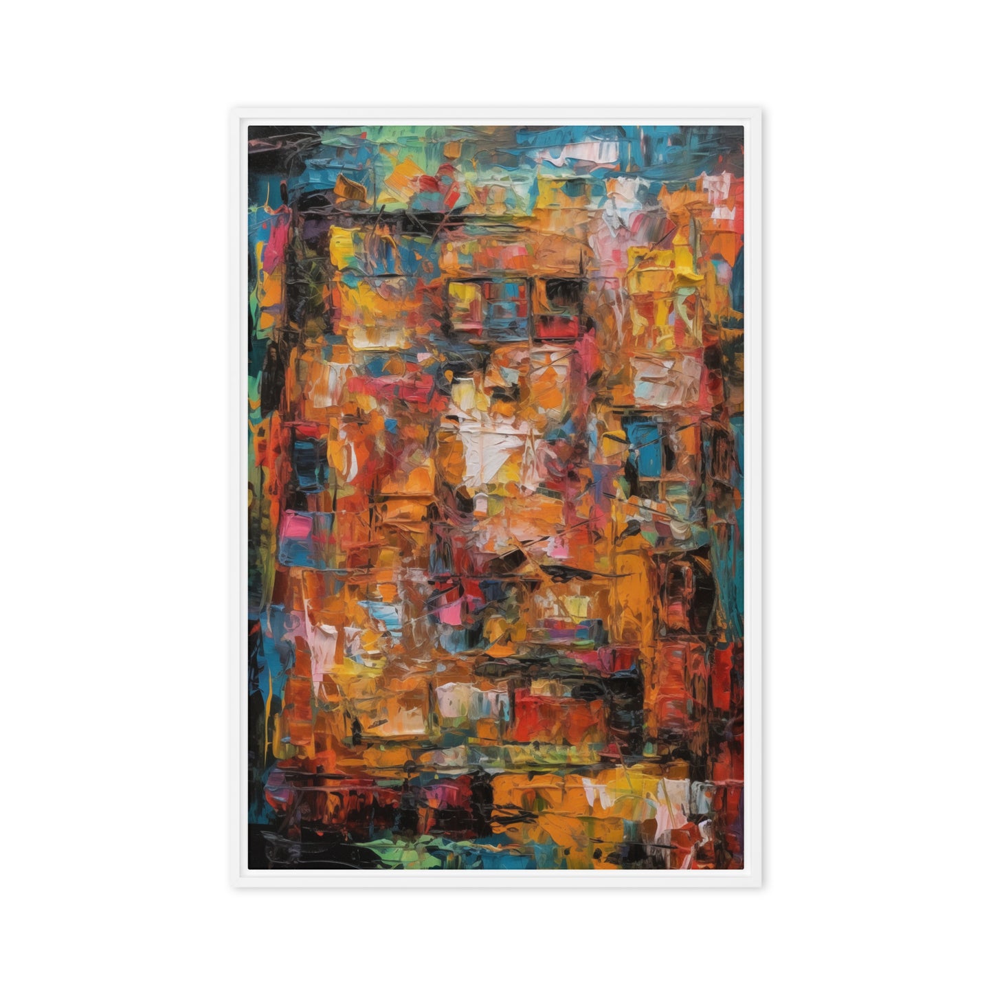 Colorful Impasto Modern Art Framed Canvas